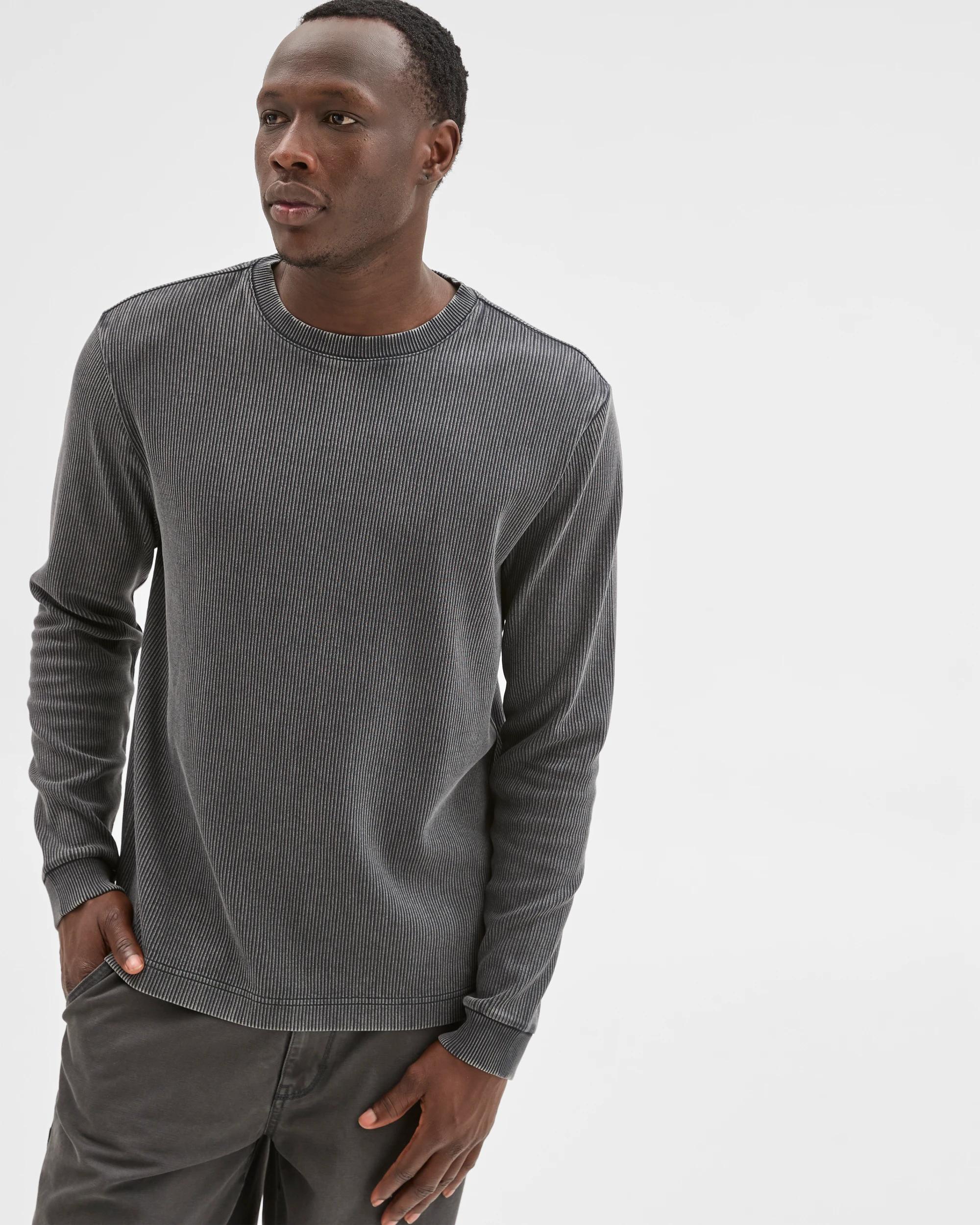 1 Commons Australian Cotton Relaxed Heavyweight Textured T-Shirt ACID BLACK, 1 of 6