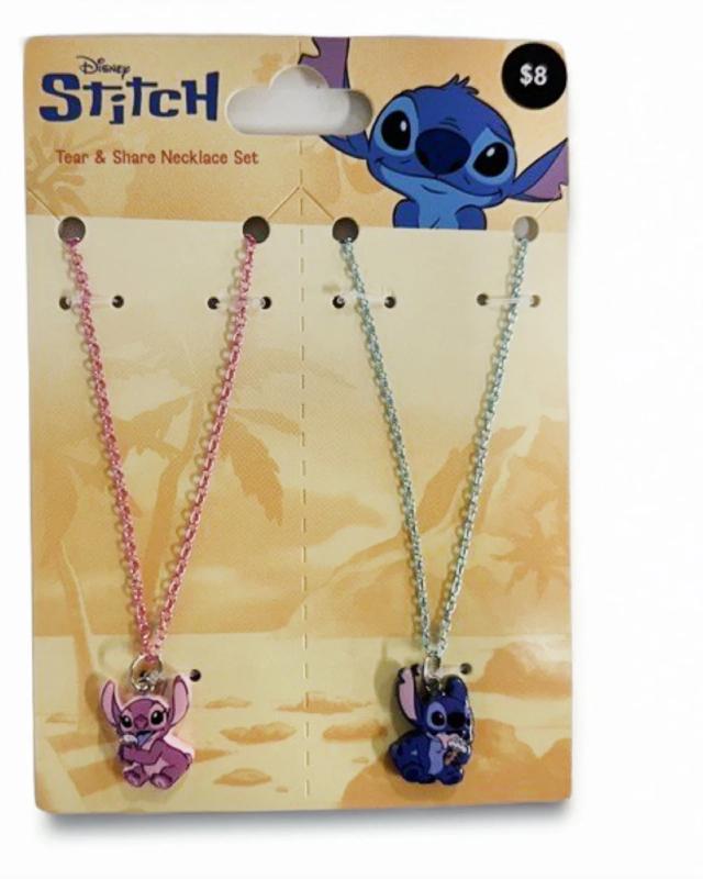 2 Pack Disney Stitch License Tear and Share Necklace