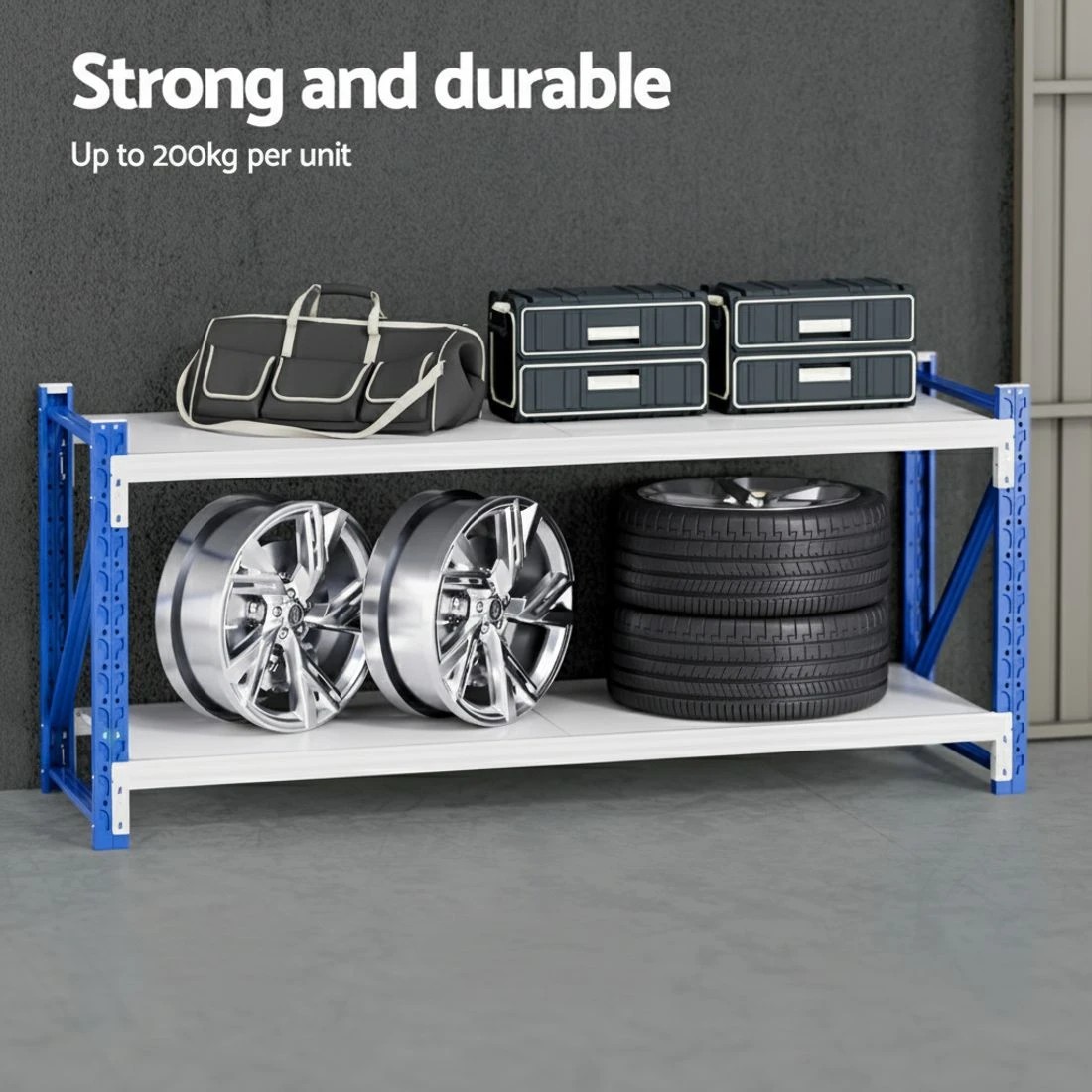 2 Giantz 2Mx0.9M Garage Shelving Workbench Warehouse Rack - Multi, 2 of 4