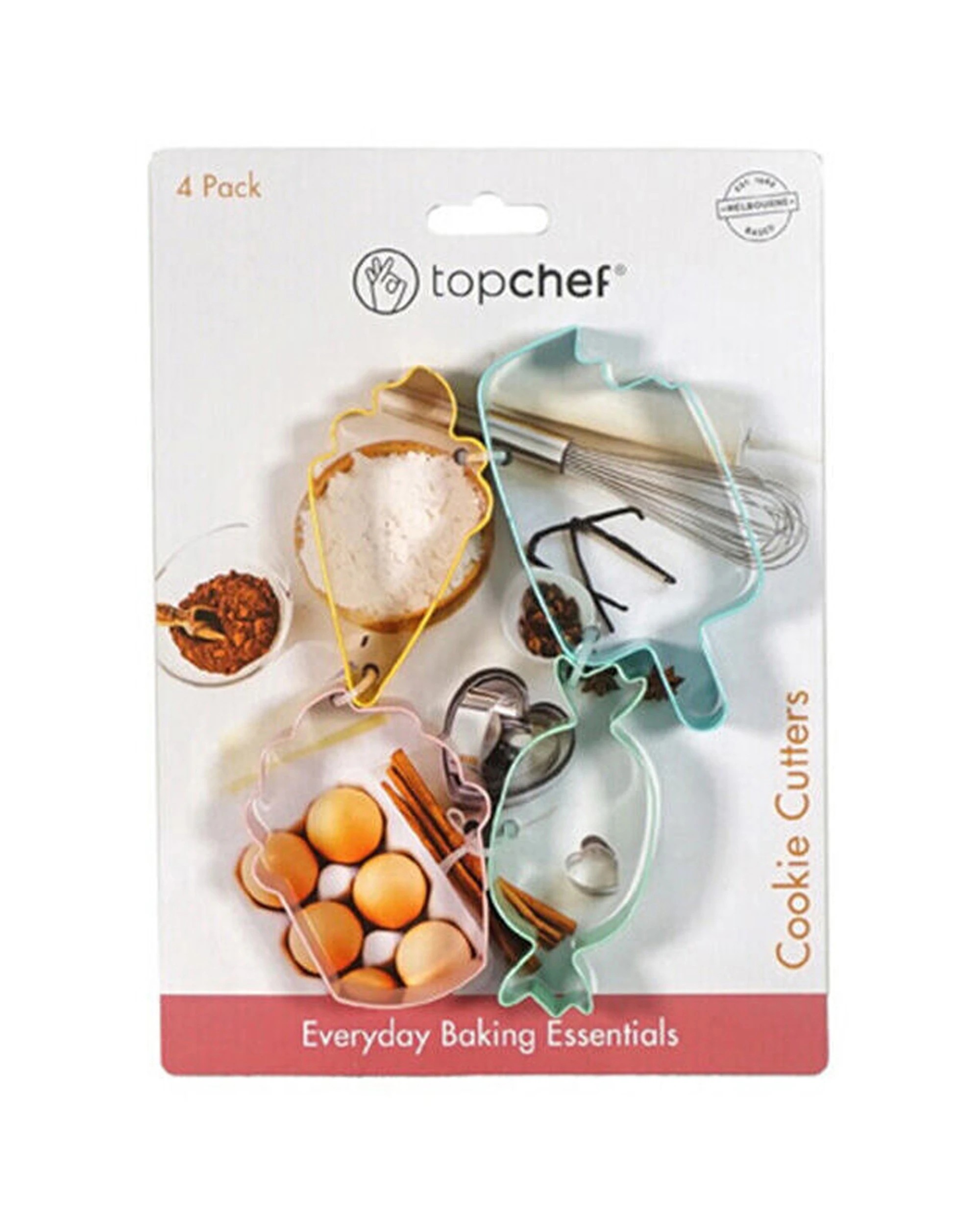 1 Top Chef 4pc Durable Lightweight Easy Use Cookie Cutter Dessert Theme - Multi, 1 of 1
