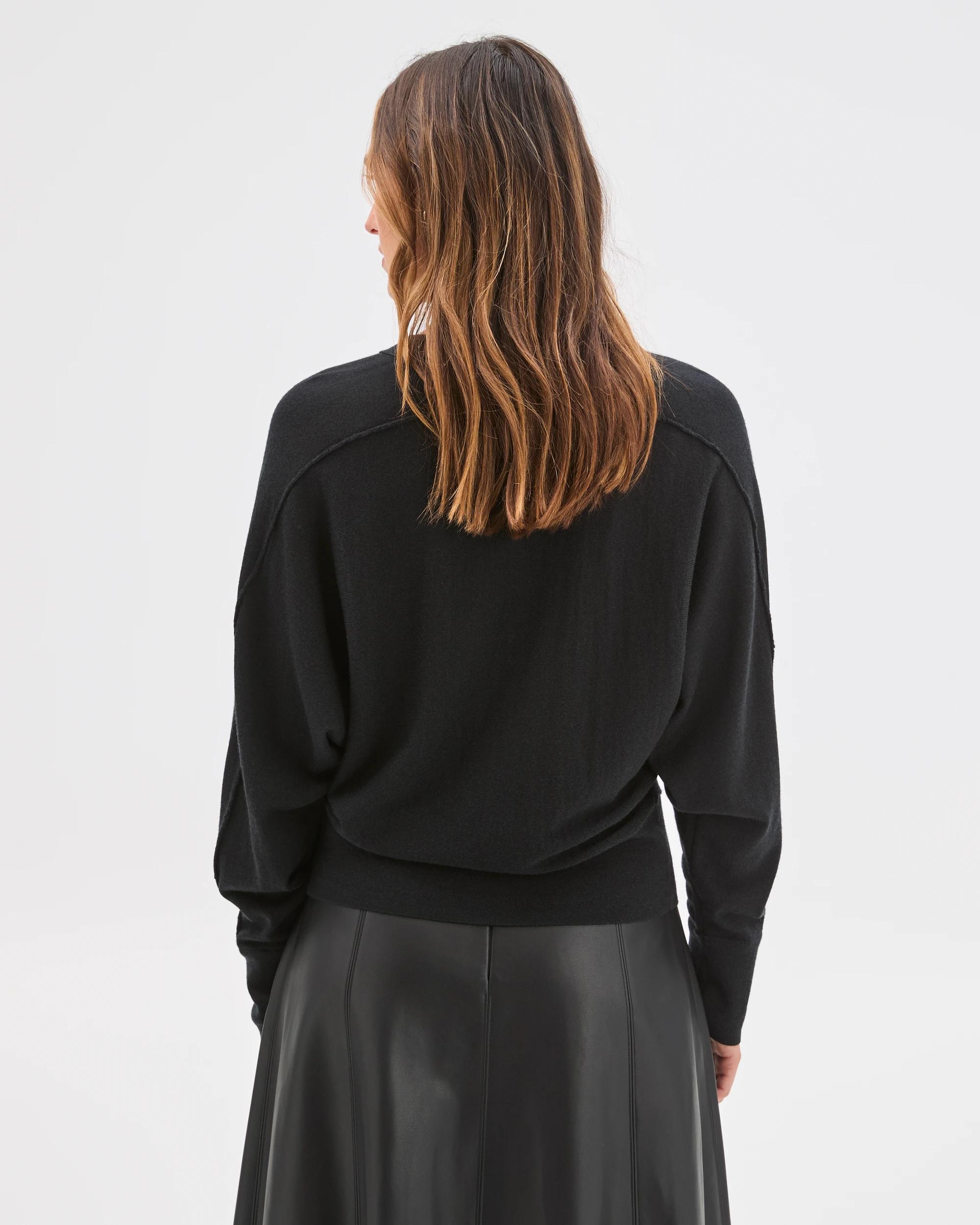 5 Preview Australian Merino Wool Batwing Cardigan BLACK, 5 of 8