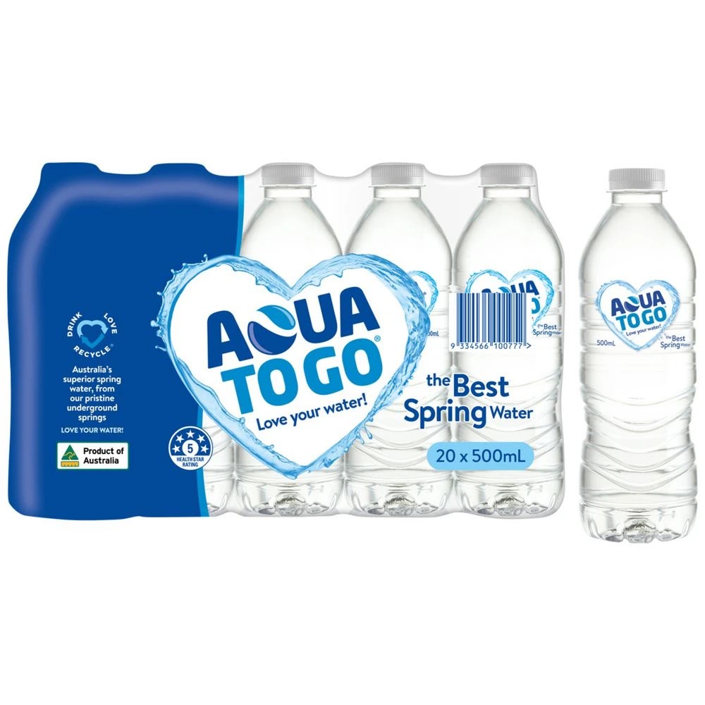 2 Aqua to Go Premium Spring Water 500mL 96 x 20 Pack, 2 of 6
