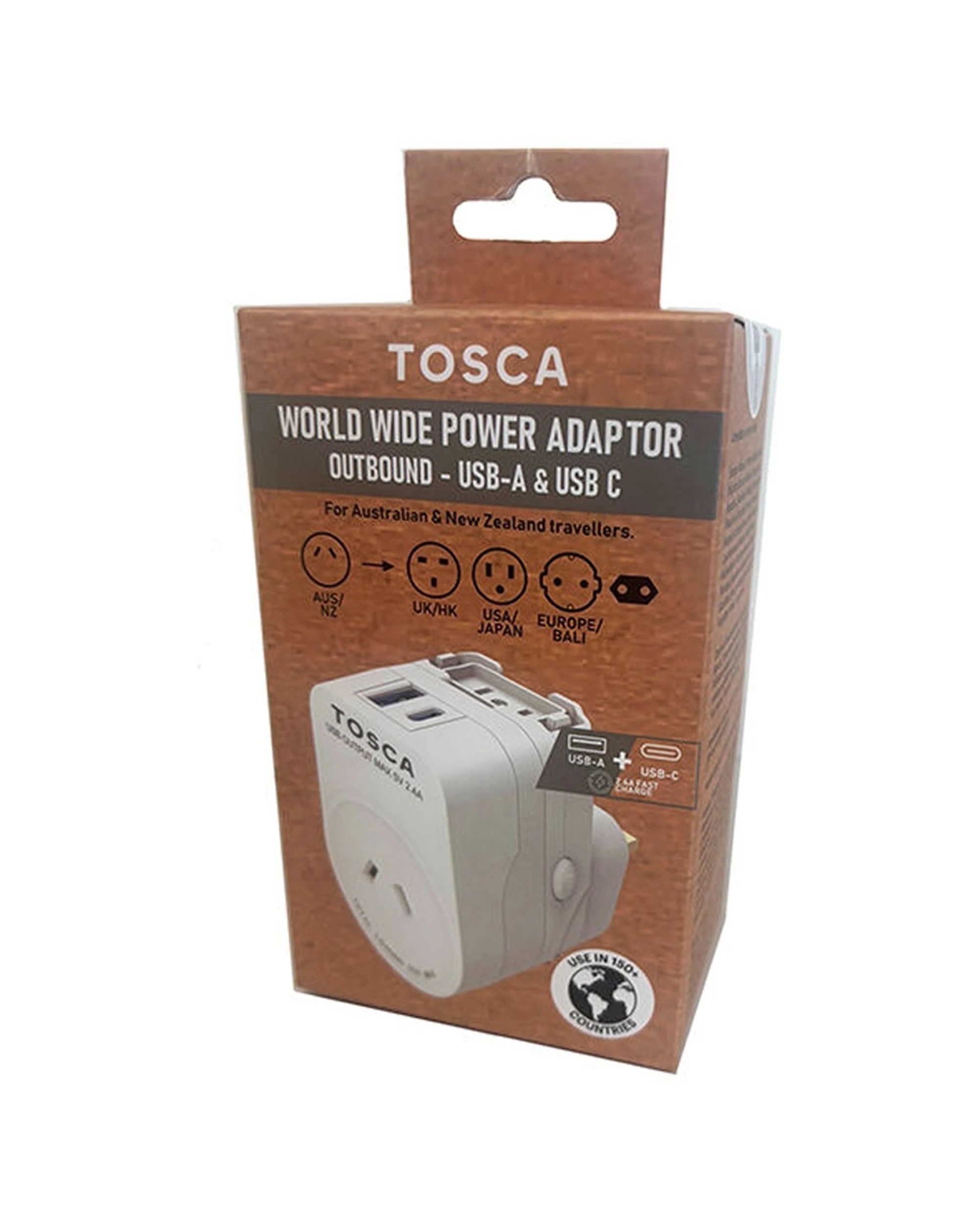 1 Tosca World Wide Travel Power Adapter Charger USB A & C Universal 75ml - White, 1 of 3
