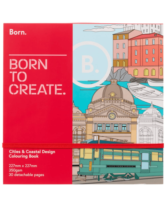 Born 9x9 Adult Colouring Book Coastal Cities