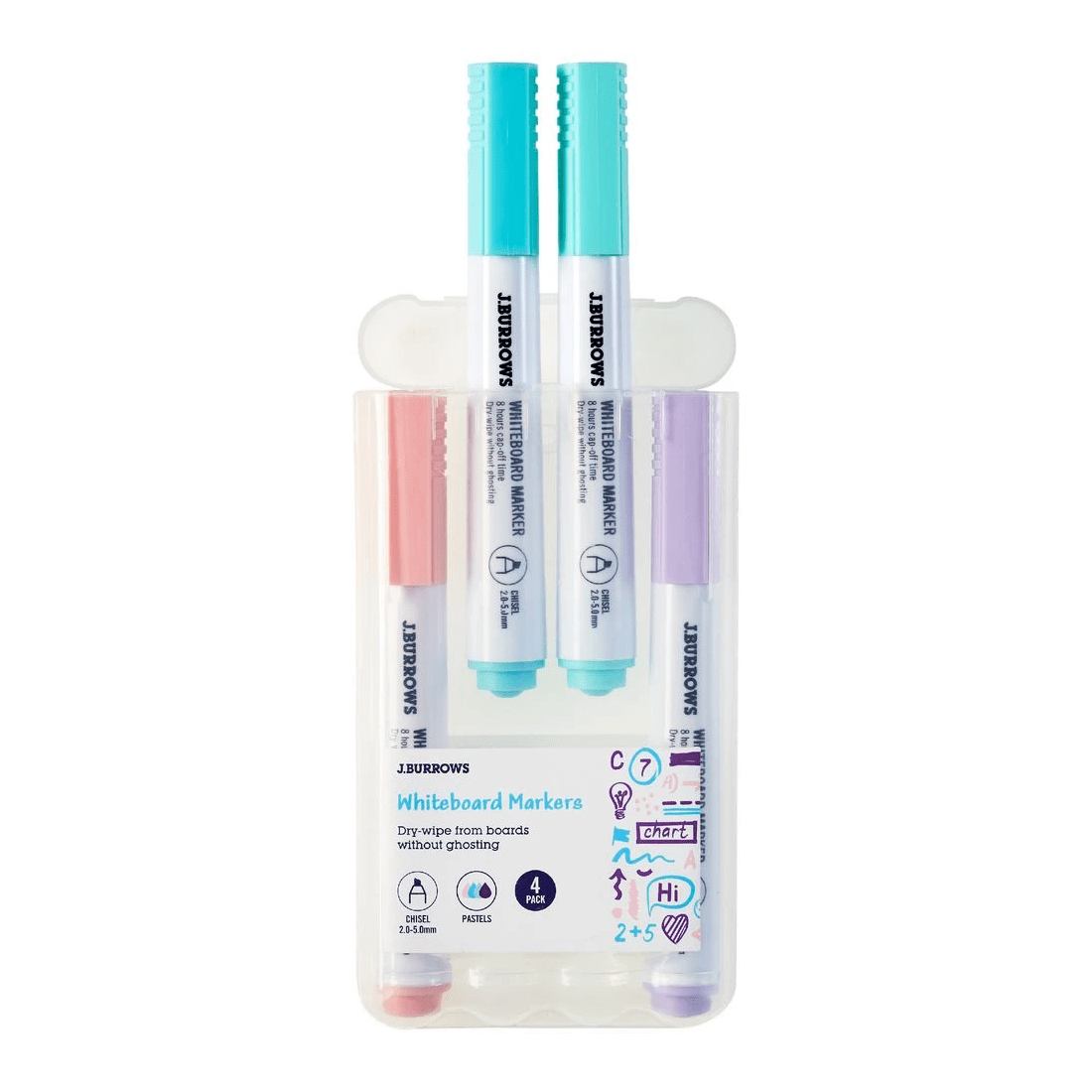3 J.Burrows Whiteboard Markers Chisel Pastels 4 Pack, 3 of 3