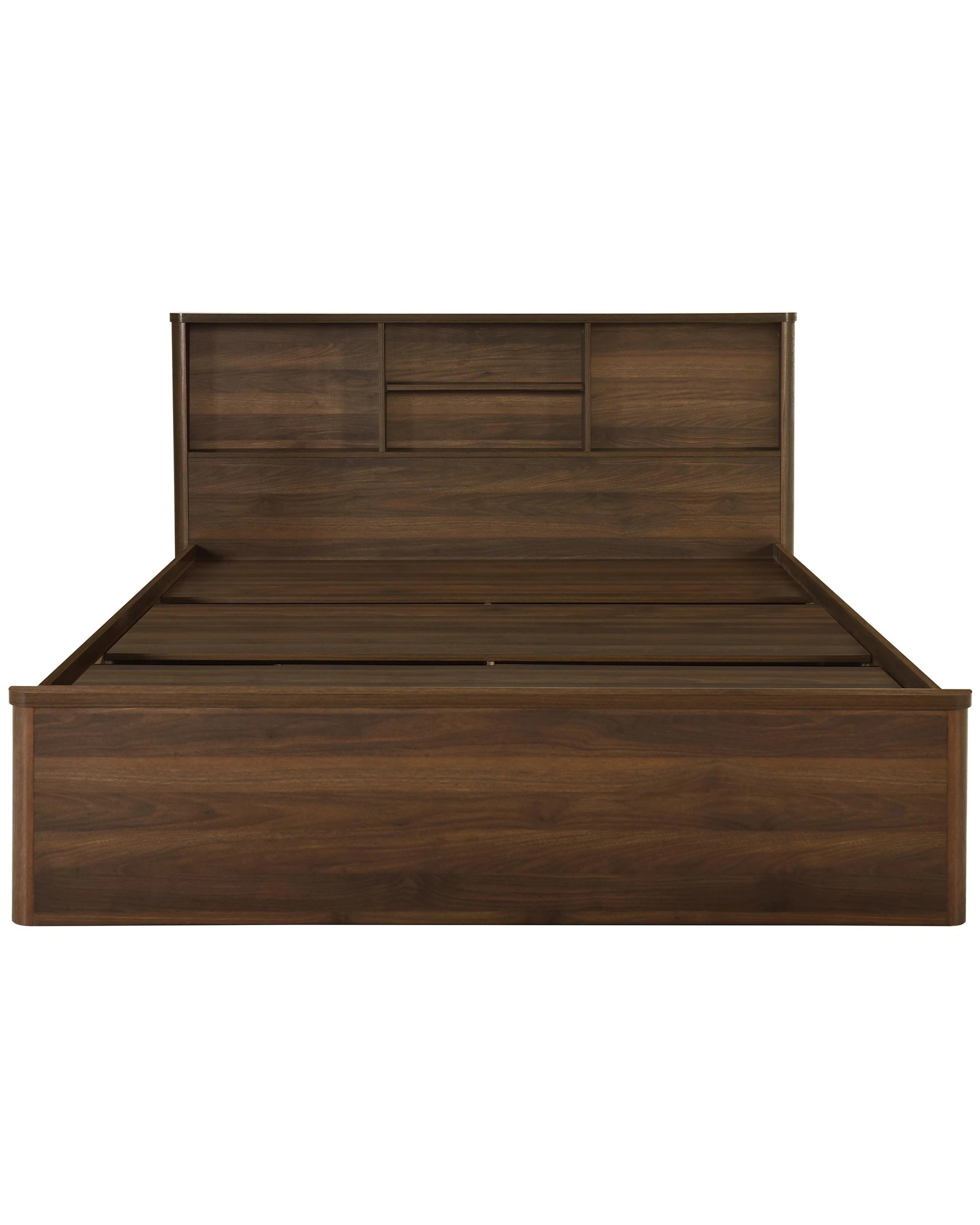 3 Kodu Bed Frame with Open Shelving Storage Queen Size Walnut - Brown, 3 of 7