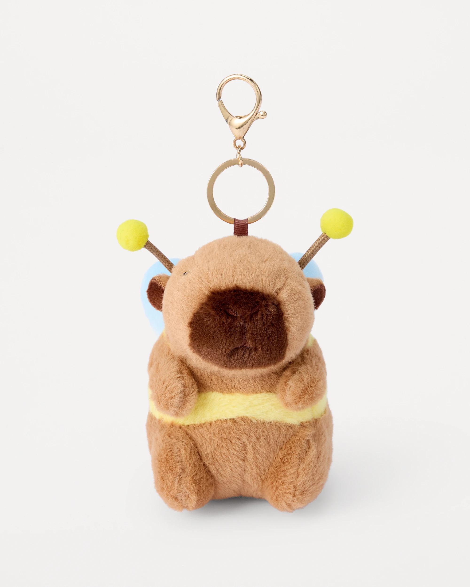 2 Bee Capybara Charm Keyring - Brown and Gold Tone Brown, 2 of 4