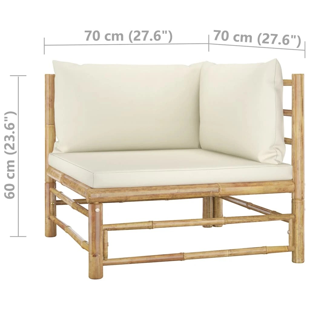 10 Vidaxl 5 Piece Garden Lounge Set With Cushions Bamboo - White, 10 of 10