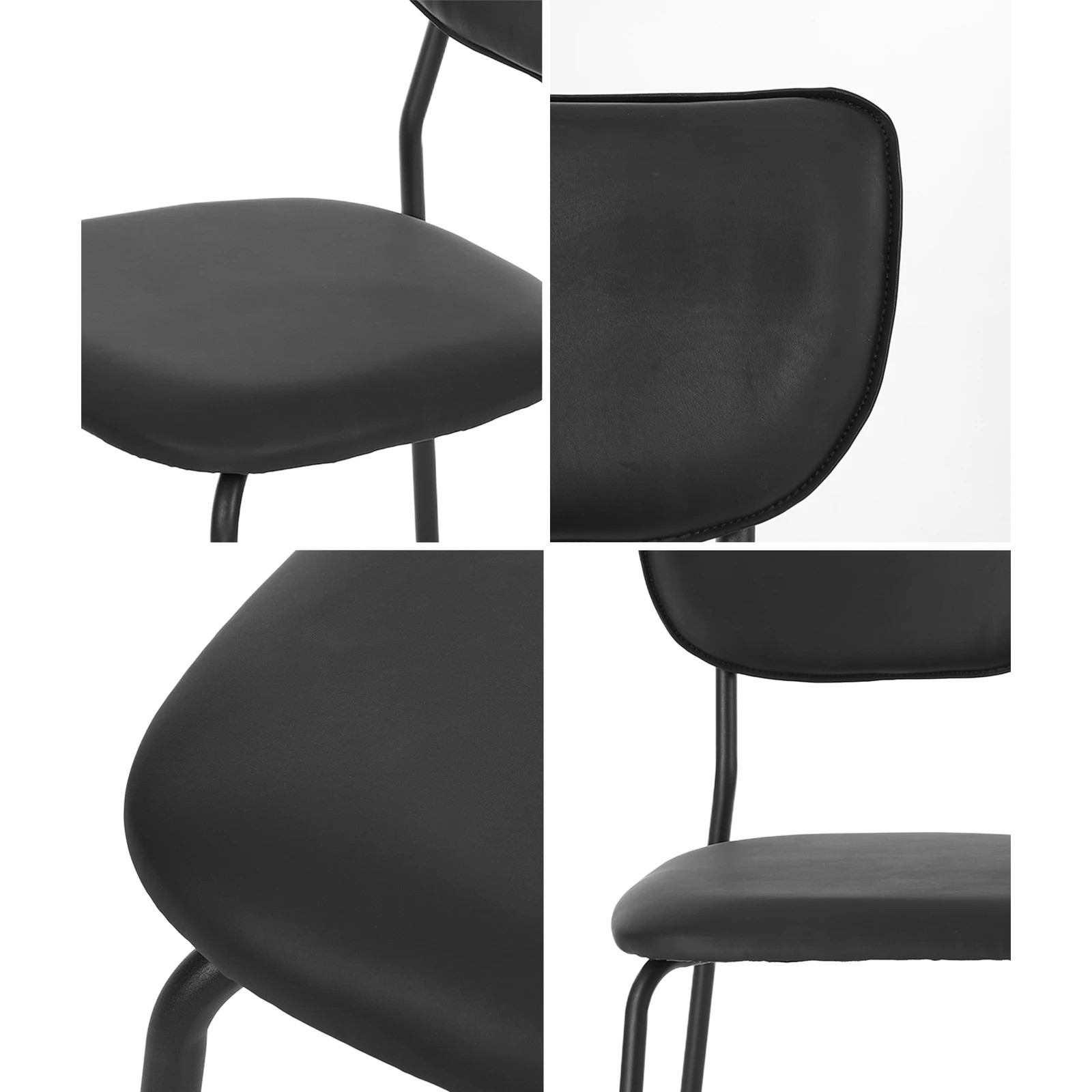 5 Oikiture Set of 4 Dining Chairs PU Leather Padded Seat - Black, 5 of 9