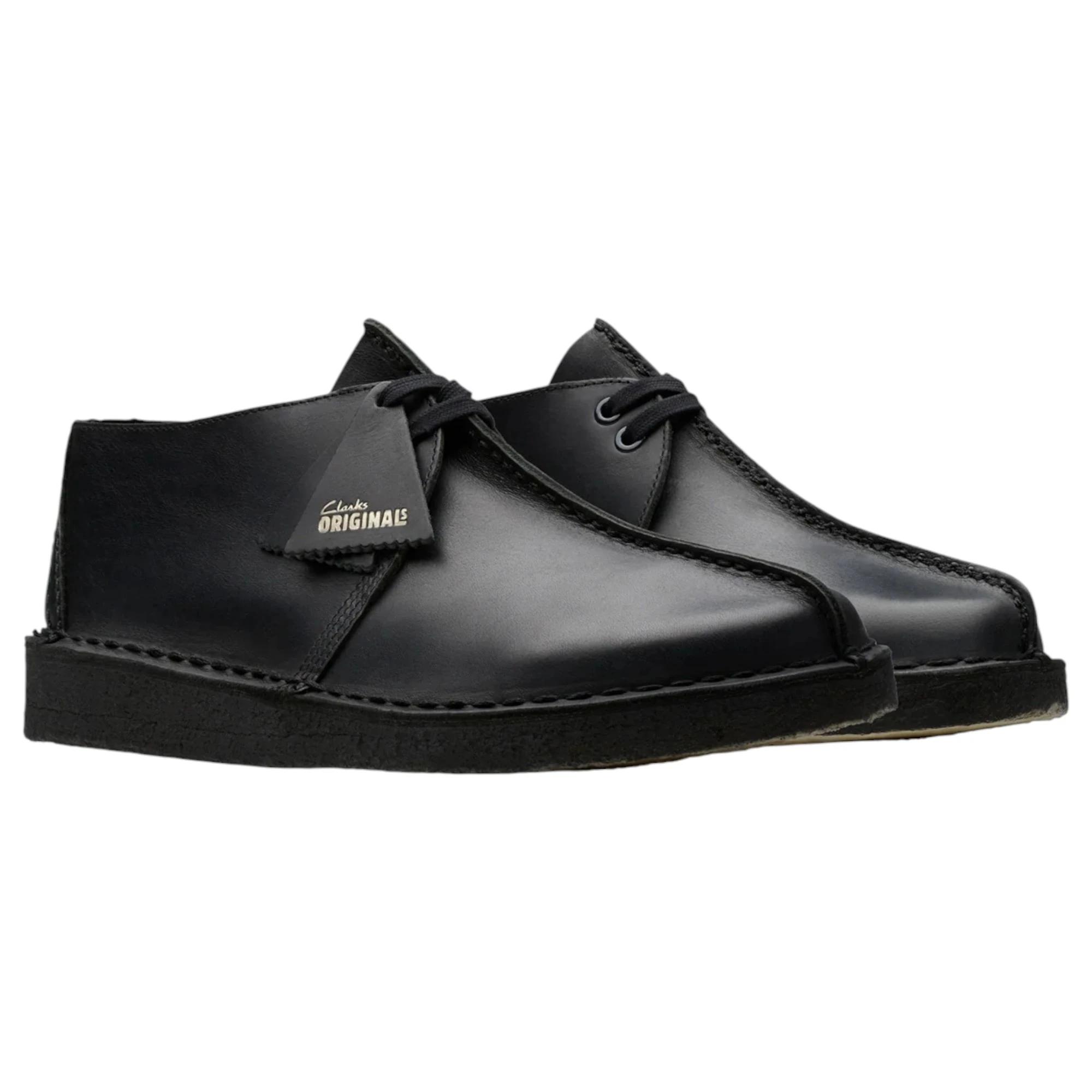 3 Clarks Mens Desert Trek Formal Smooth Leather Lace Up Shoes BLACK, 3 of 6