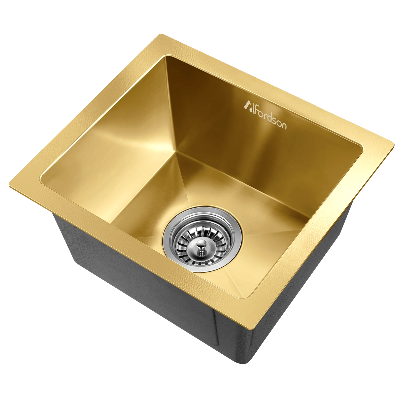 1 Alfordson Kitchen Sink 34x31cm Stainless Steel Basin Single Bowl - Gold, 1 of 8