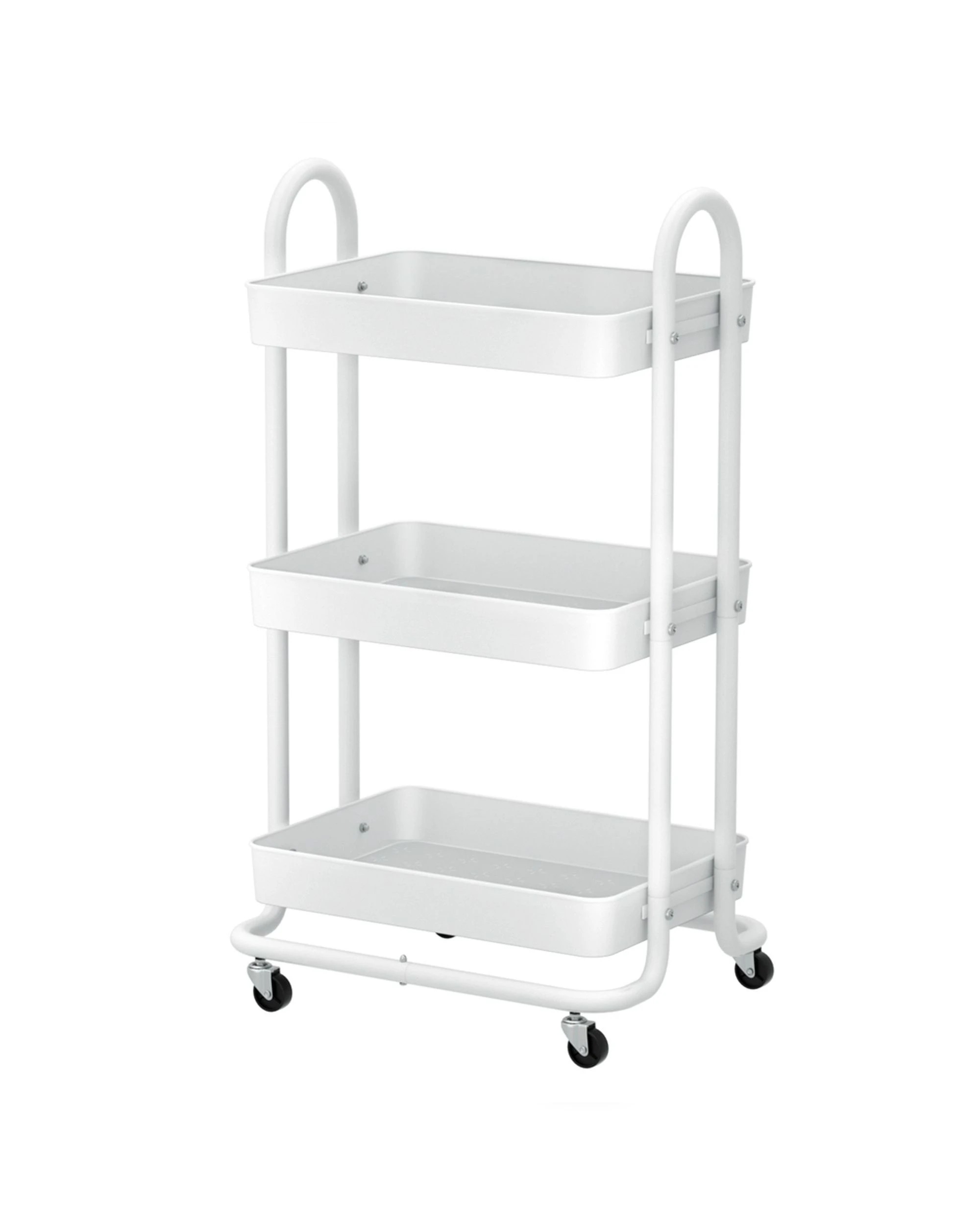 2 Artiss Storage Trolley Kitchen Cart 3 Tiers Rack Shelf Organiser Wheels
 - White, 2 of 2
