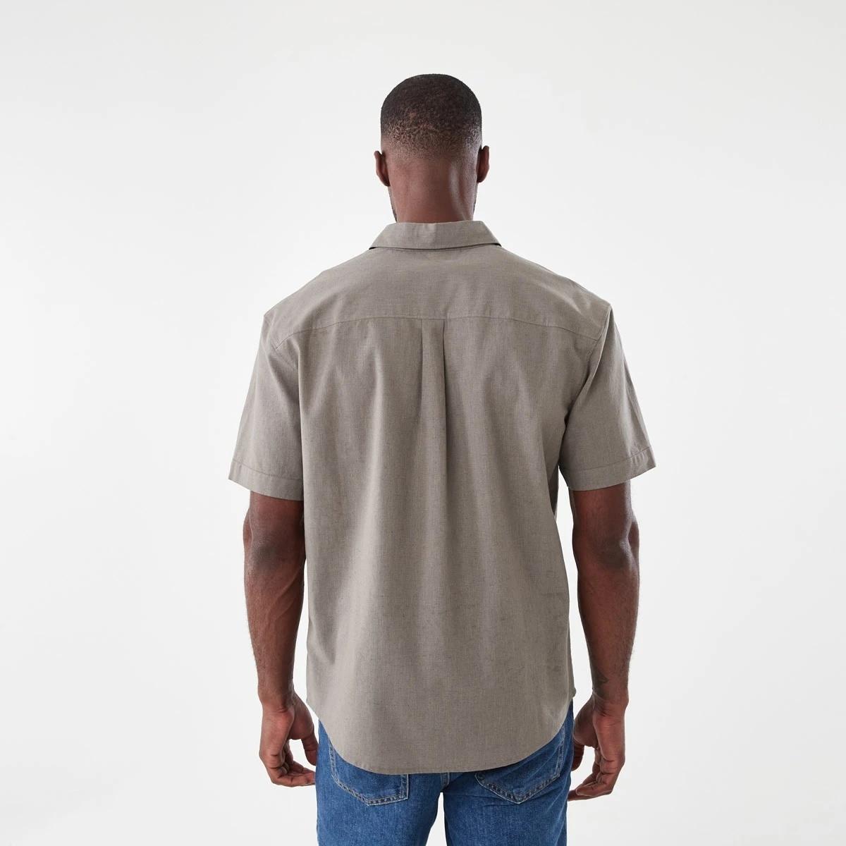 3 Short Sleeve Cotton Linen Shirt EAGLE BROWN, 3 of 5