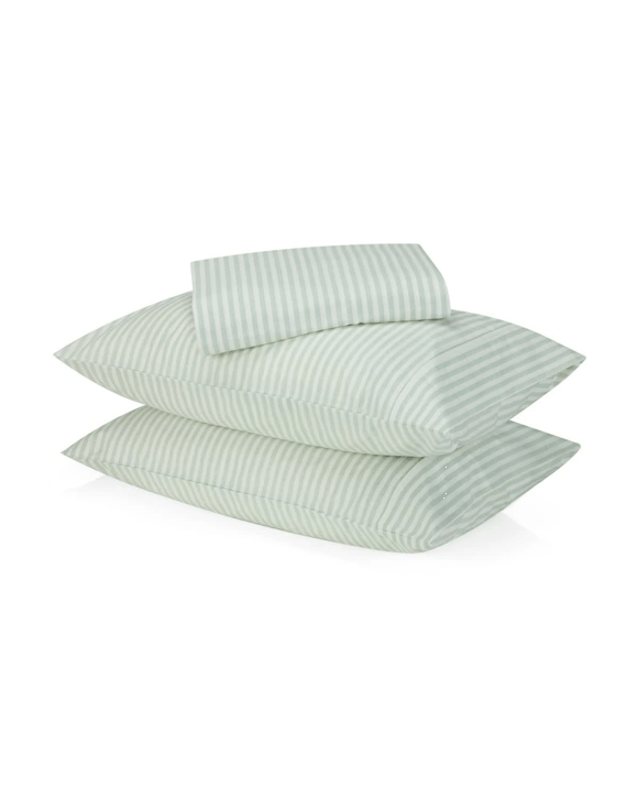 250 Thread Count Stripe Cotton Sheet Set - Queen Bed, Sage