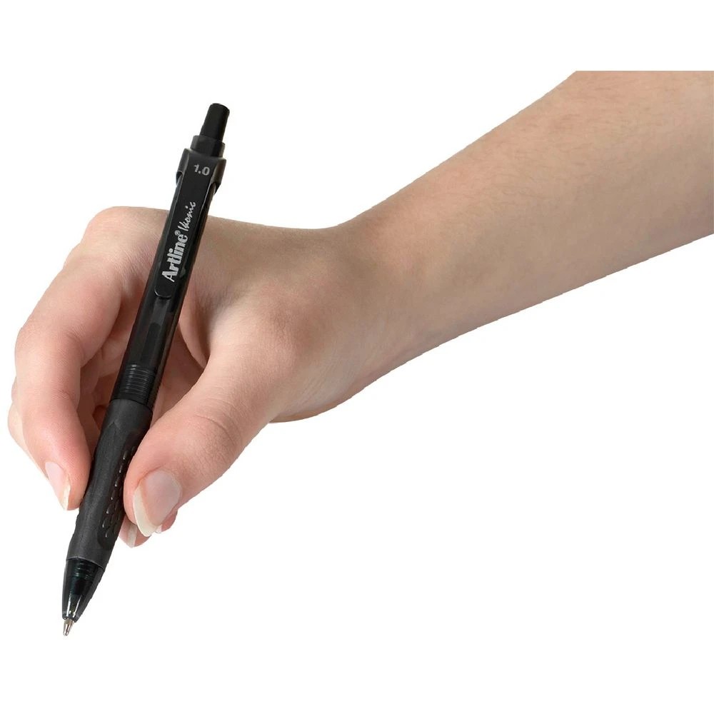 3 Artline Ikonic Retractable Ballpoint Pen Black 3 Pack, 3 of 3