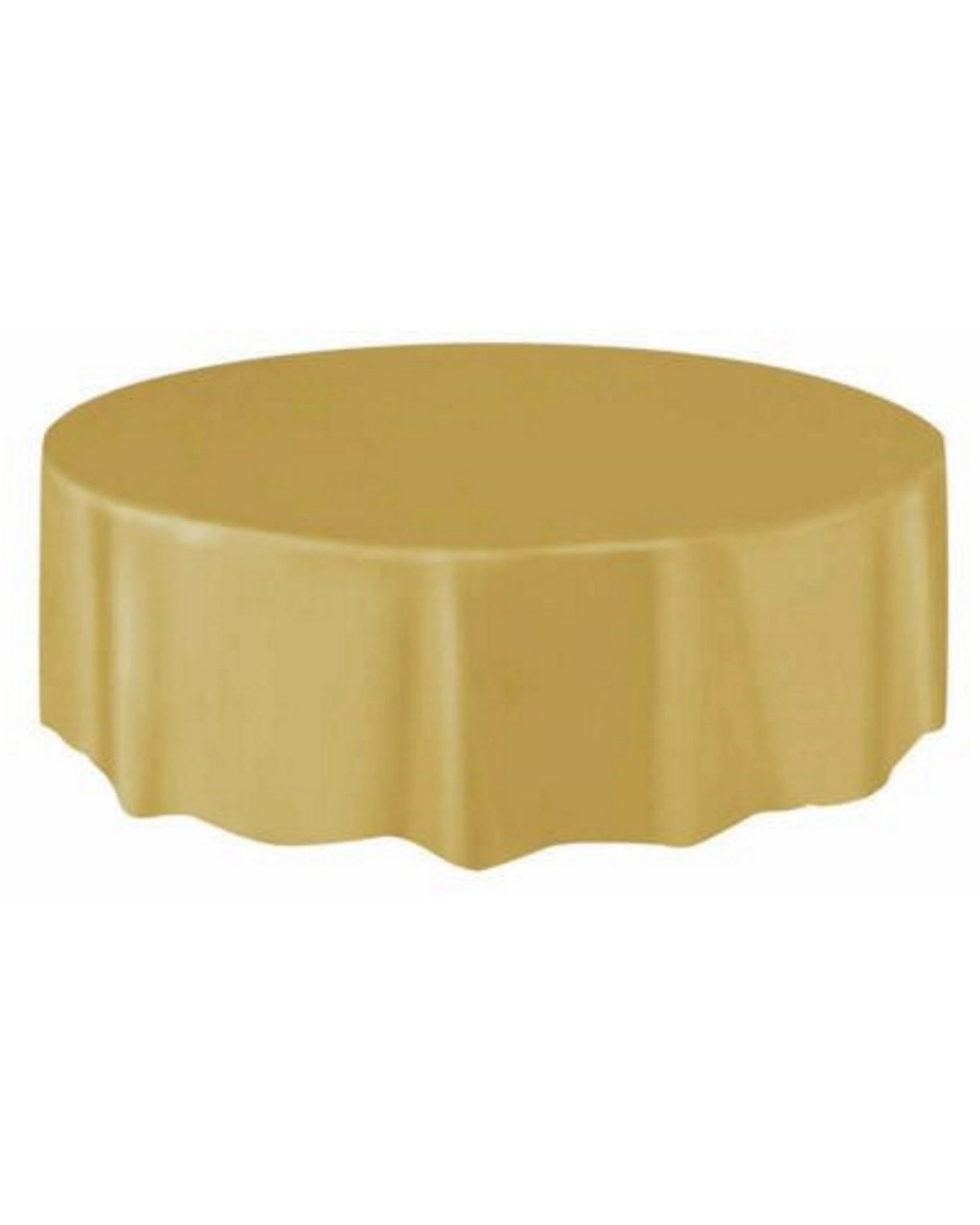 2 Unique Gold Round Plastic Tablecloth - Gold, 2 of 3