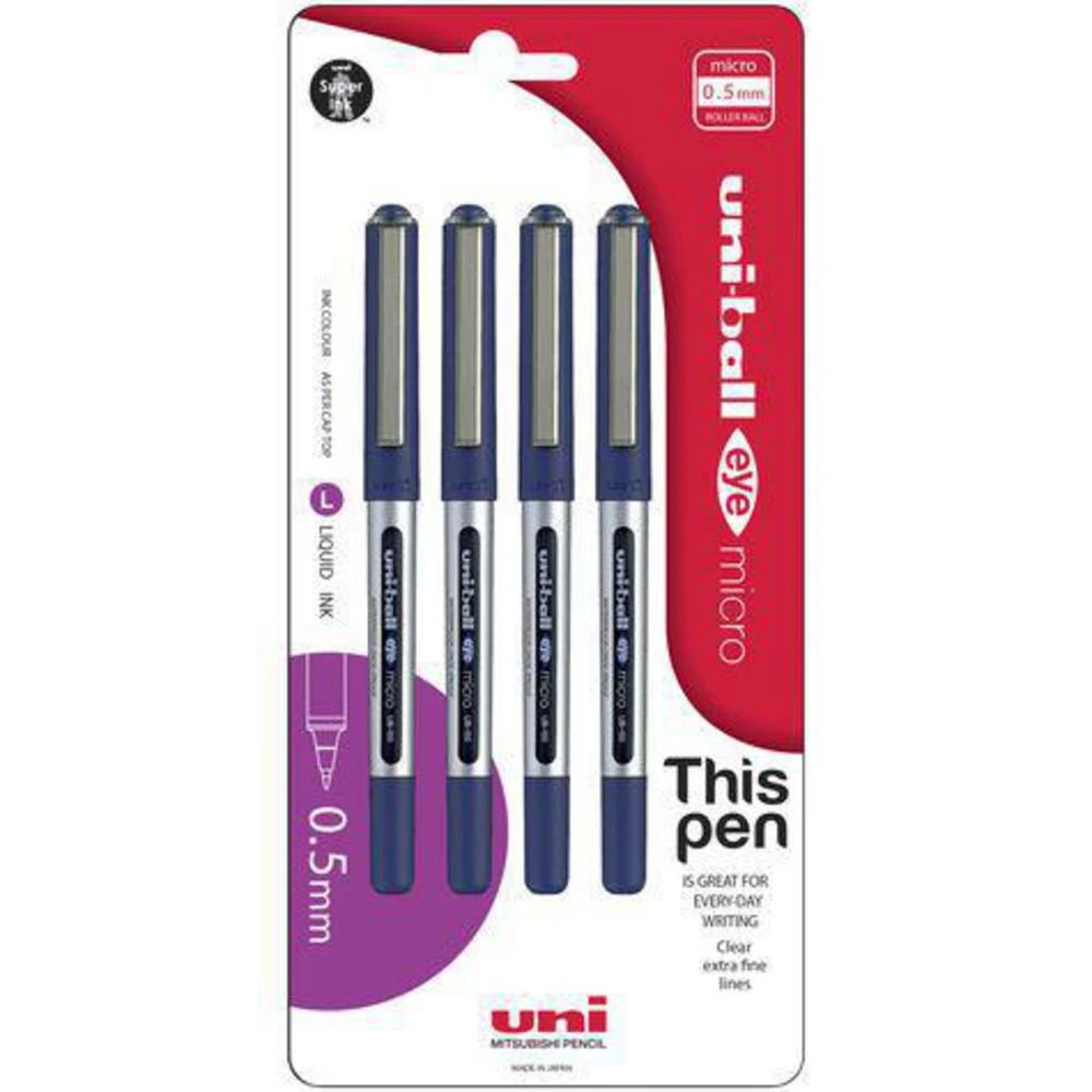 3 Uni-Ball Eye Micro Rollerball Pens Blue 4 Pack, 3 of 3