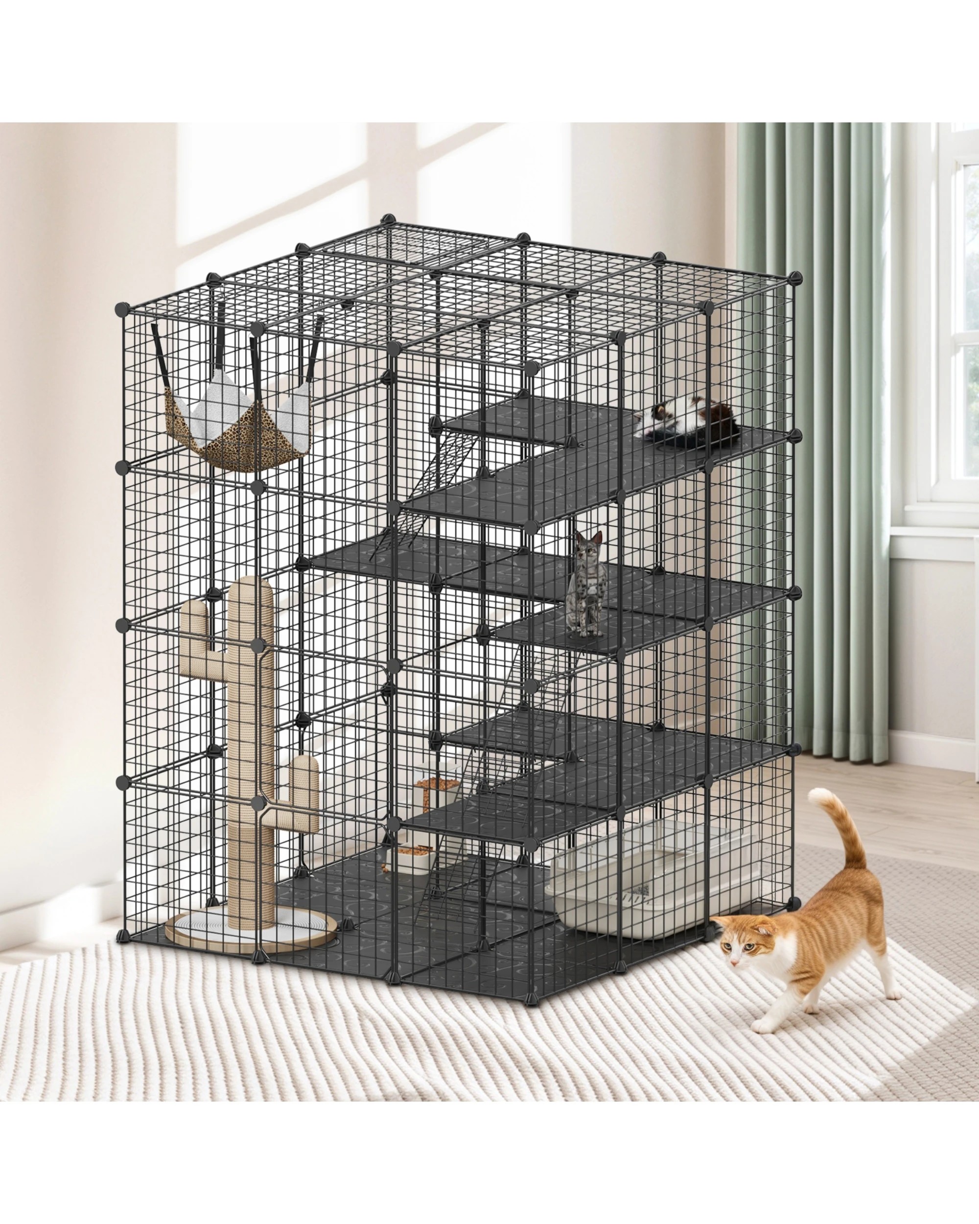 3 Advwin DIY Cat Cage 4 Tier Pet Cage Rabbit Hutch, 3 of 8