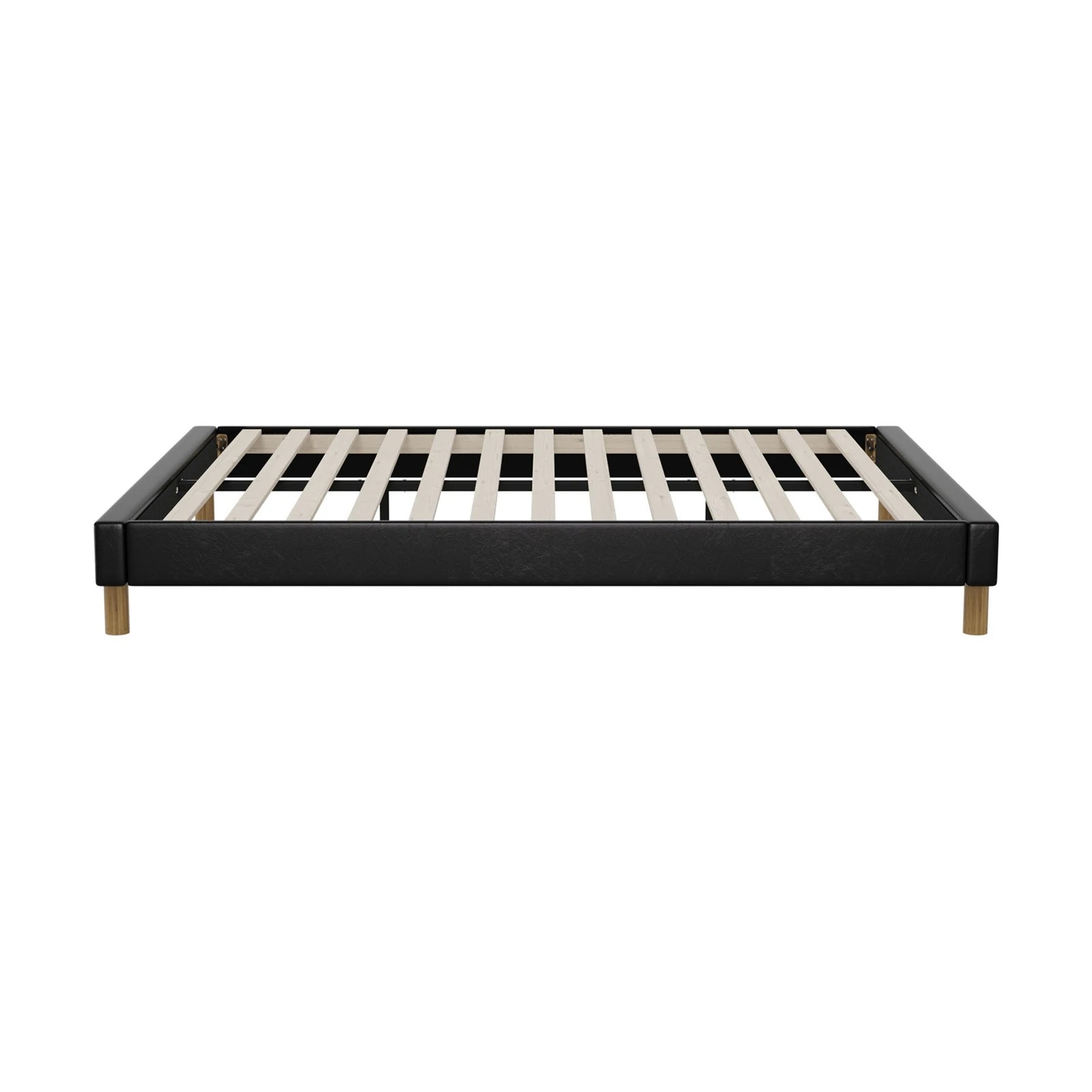 8 Oikiture Bed Frame Queen Size Bed Base PU Leather - Black, 8 of 9