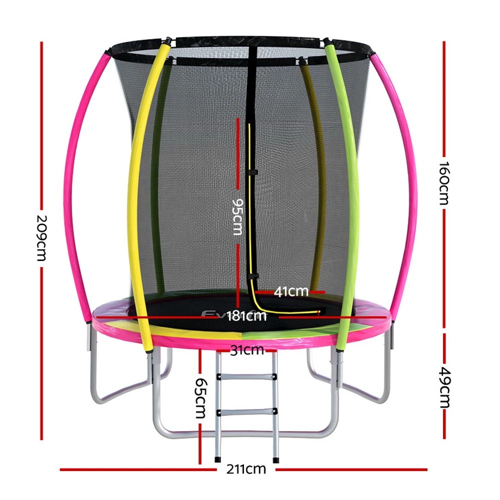 2 Everfit 6FT Trampoline for Kids w/ Ladder Enclosure Safety Net Rebounder - Multi, 2 of 7