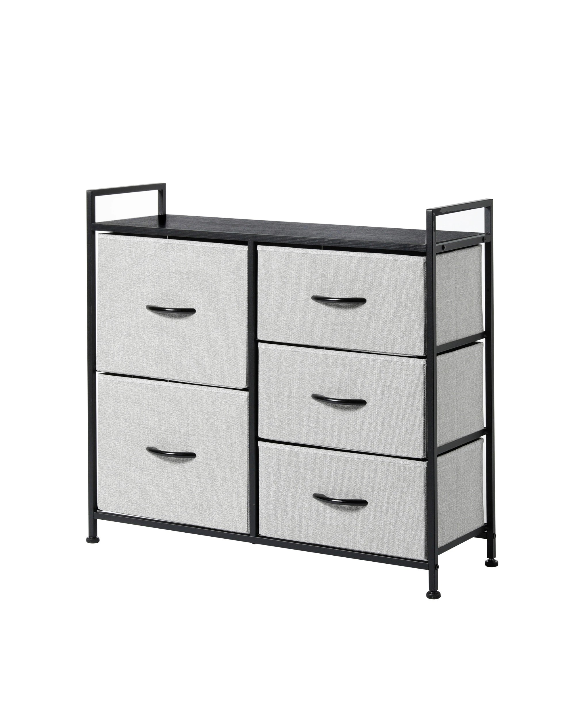 1 Sherwood Luna 5 Drawer Fabric Home Storage Dresser - Grey, 1 of 9