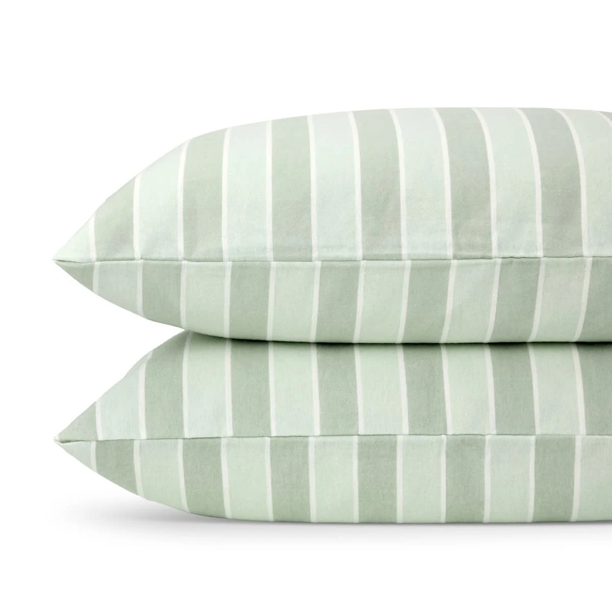 2 Stripe Flannelette Cotton Sheet Set - Queen Bed, Sage, 2 of 7