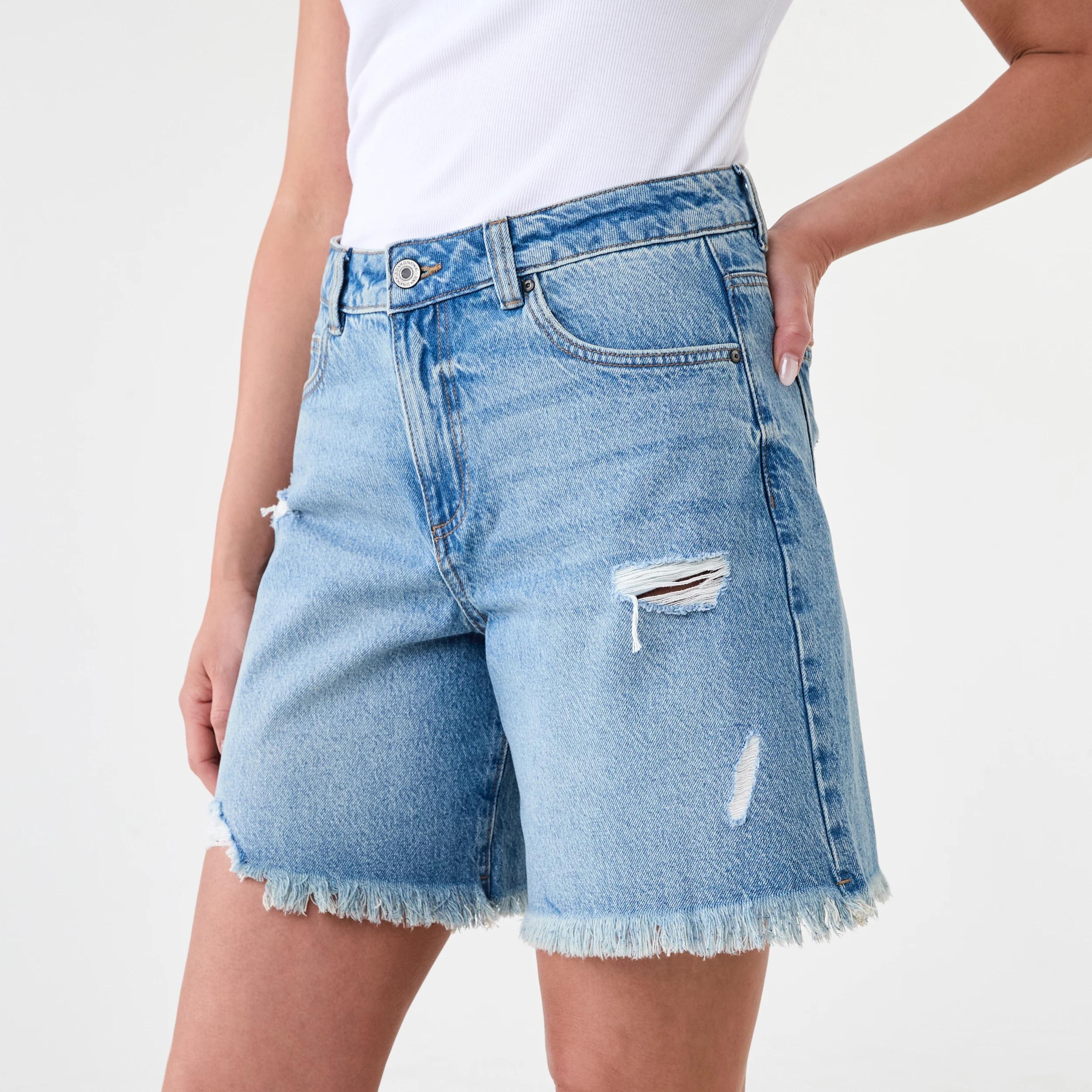 2 Distressed Denim Bermuda Shorts Mid Wash, 2 of 7