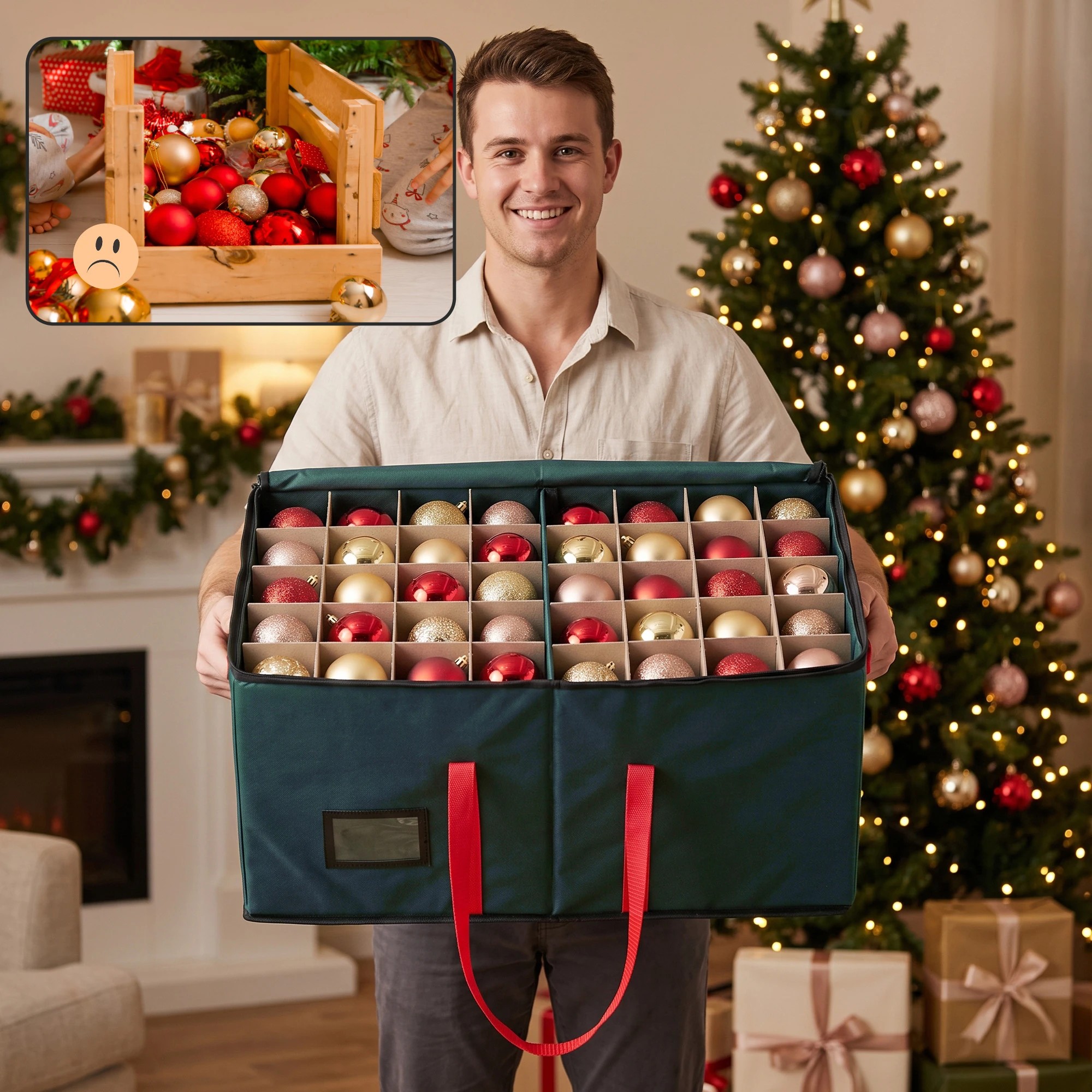 5 Jingle Jollys Christmas Baubles Storage Box 128 Slots Decor Ornaments Container - Green, 5 of 8