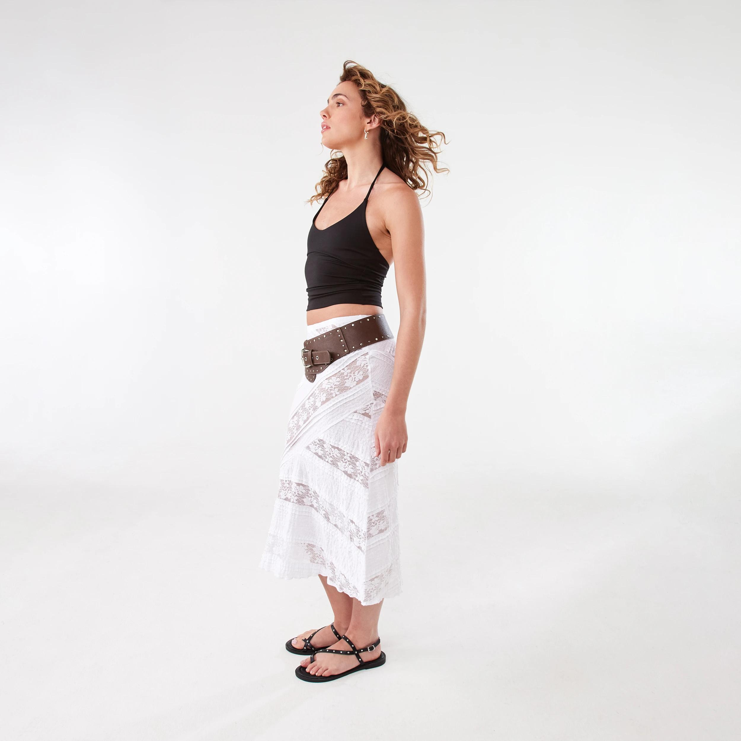 5 Mixed Lace Midi Skirt White, 5 of 10