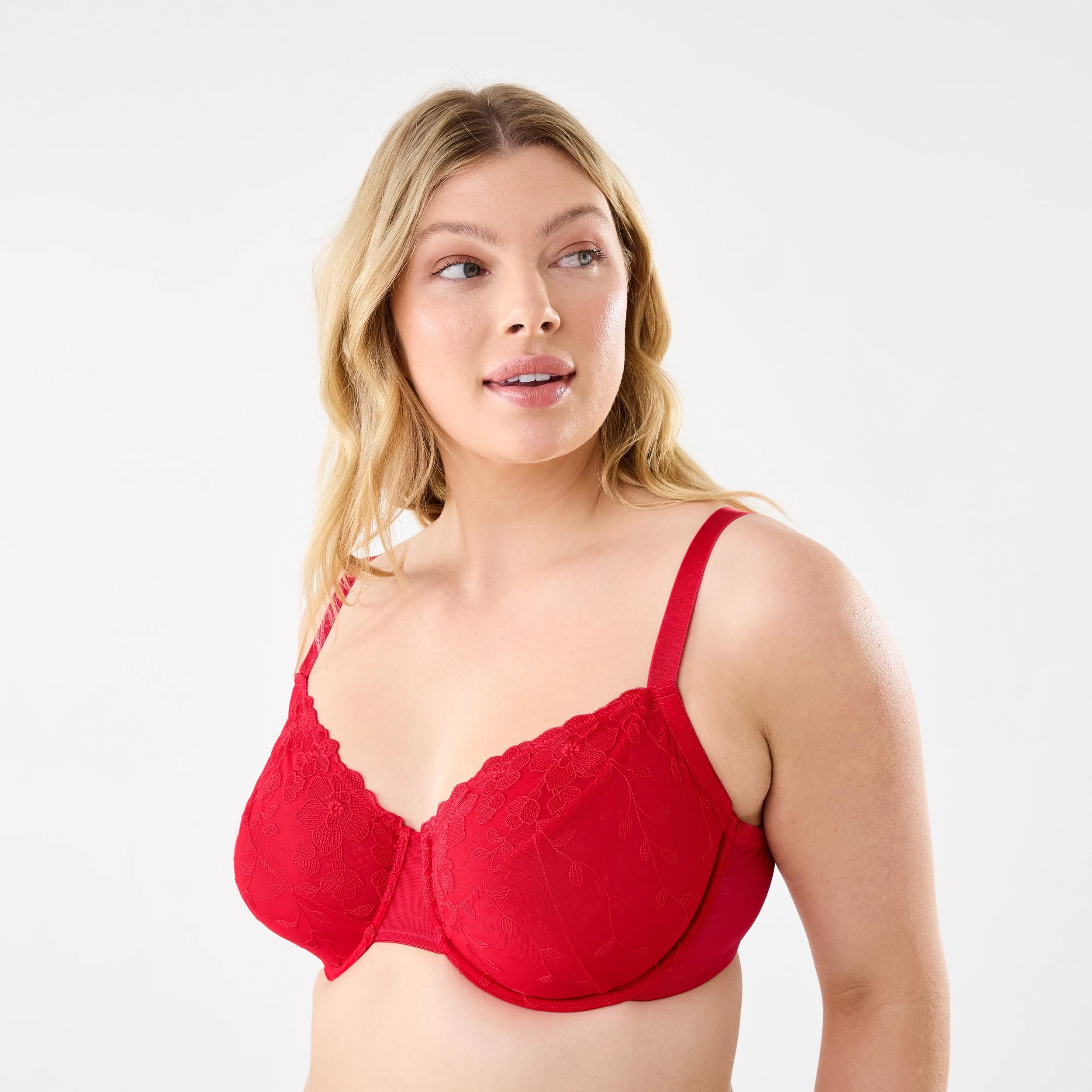 2 Full Figure Soft Cup Mesh Underwire Bra Strawberry, 2 of 6