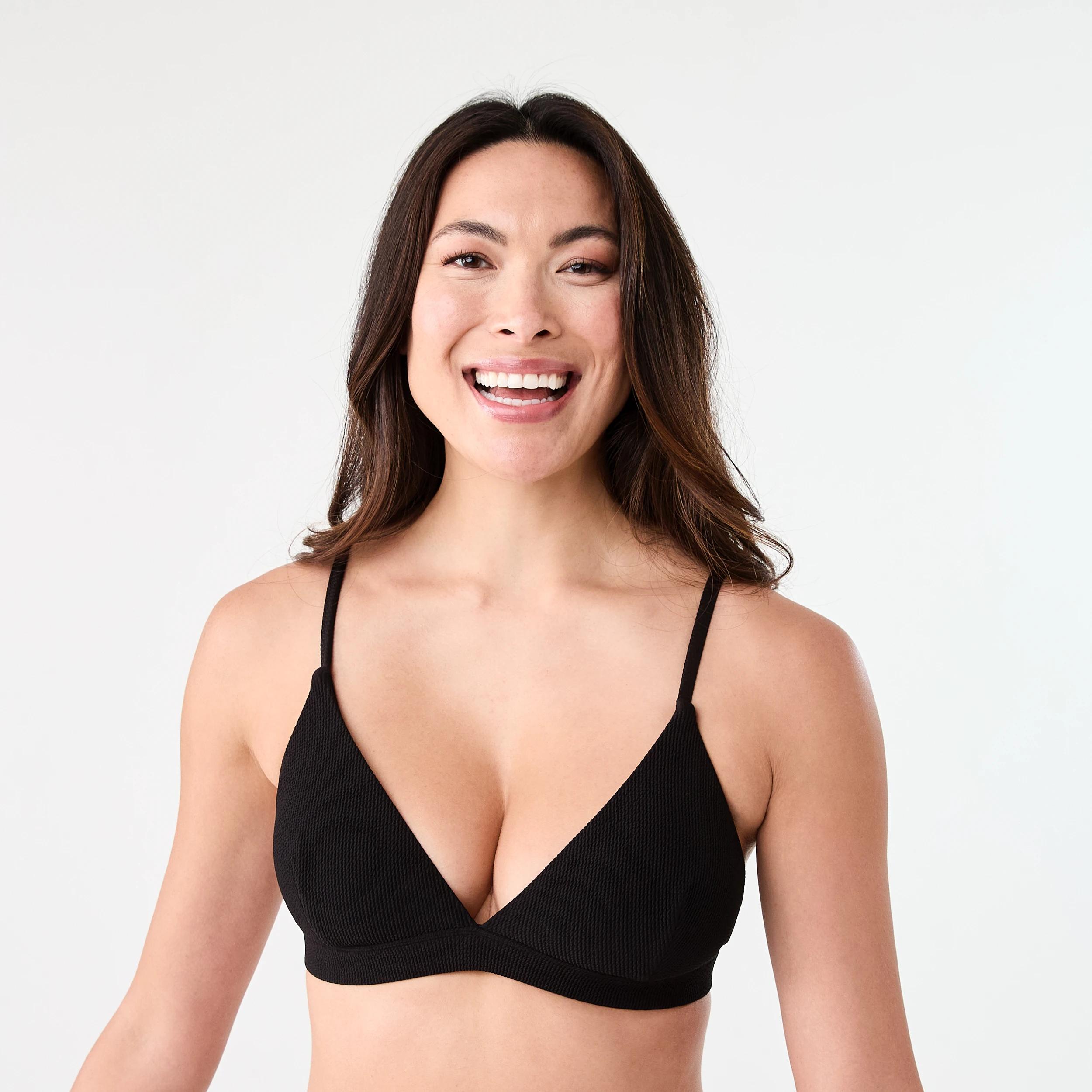 1 Crinkle Triangle Bikini Top BLACK, 1 of 7