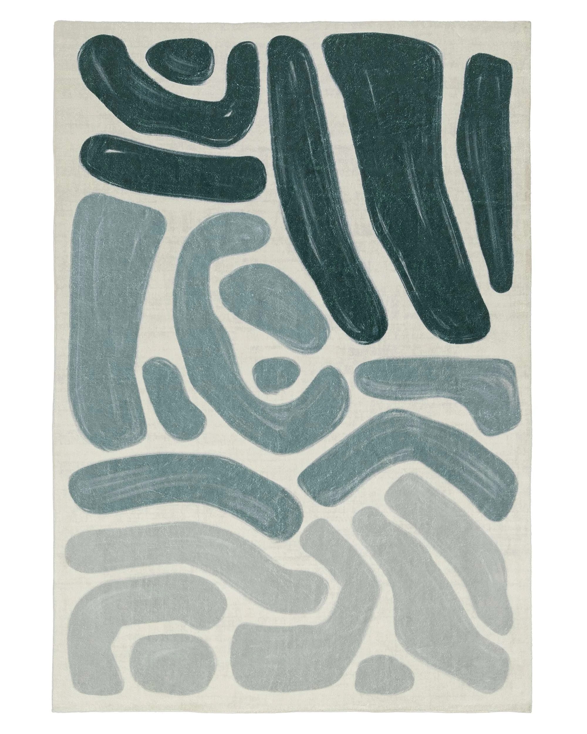 1 Loopsie Faroe Abstract Washable Rug-400cm x 300cm - Blue, 1 of 8