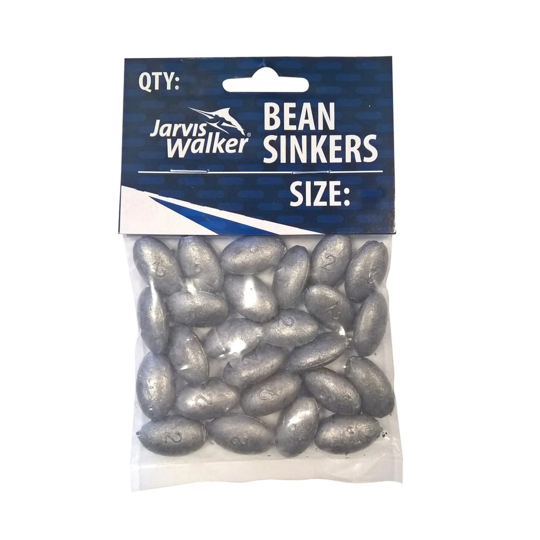 1 Jarvis Walker 25 Pack 14gm Bean Sinkers - Size 2, 1 of 4