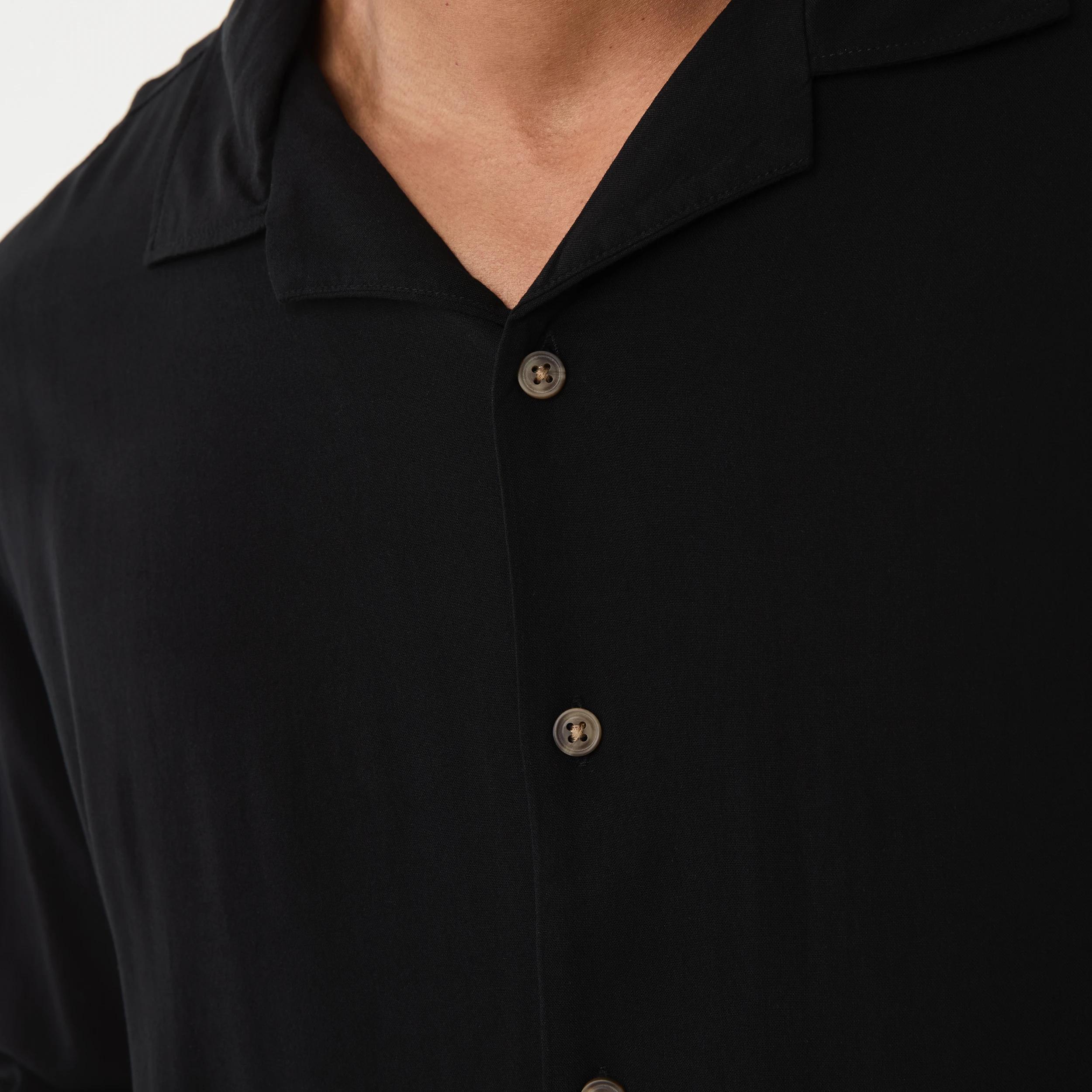5 Short Sleeve Plain Resort Shirt BLACK, 5 of 5