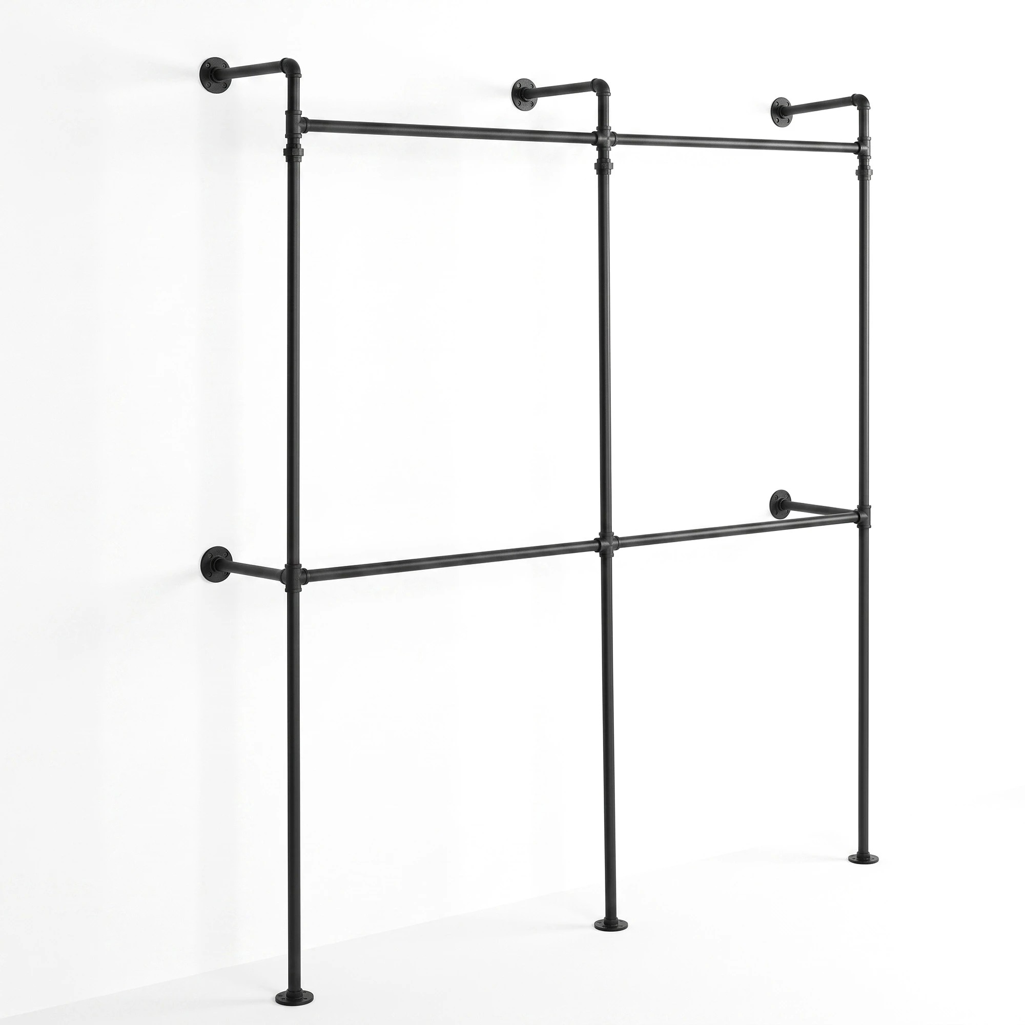 1 Artiss Industrial Pipe Clothing Rack Garment Clothes Display Stand Wall Mounted - Black, 1 of 8