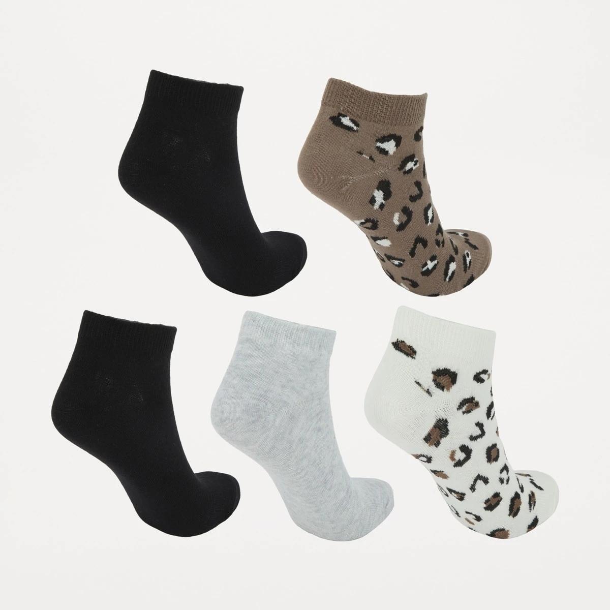 2 5 Pack Fashion Low Cut Socks BEIGE LEO MUTLI PACK OAT BEIGE, 2 of 3