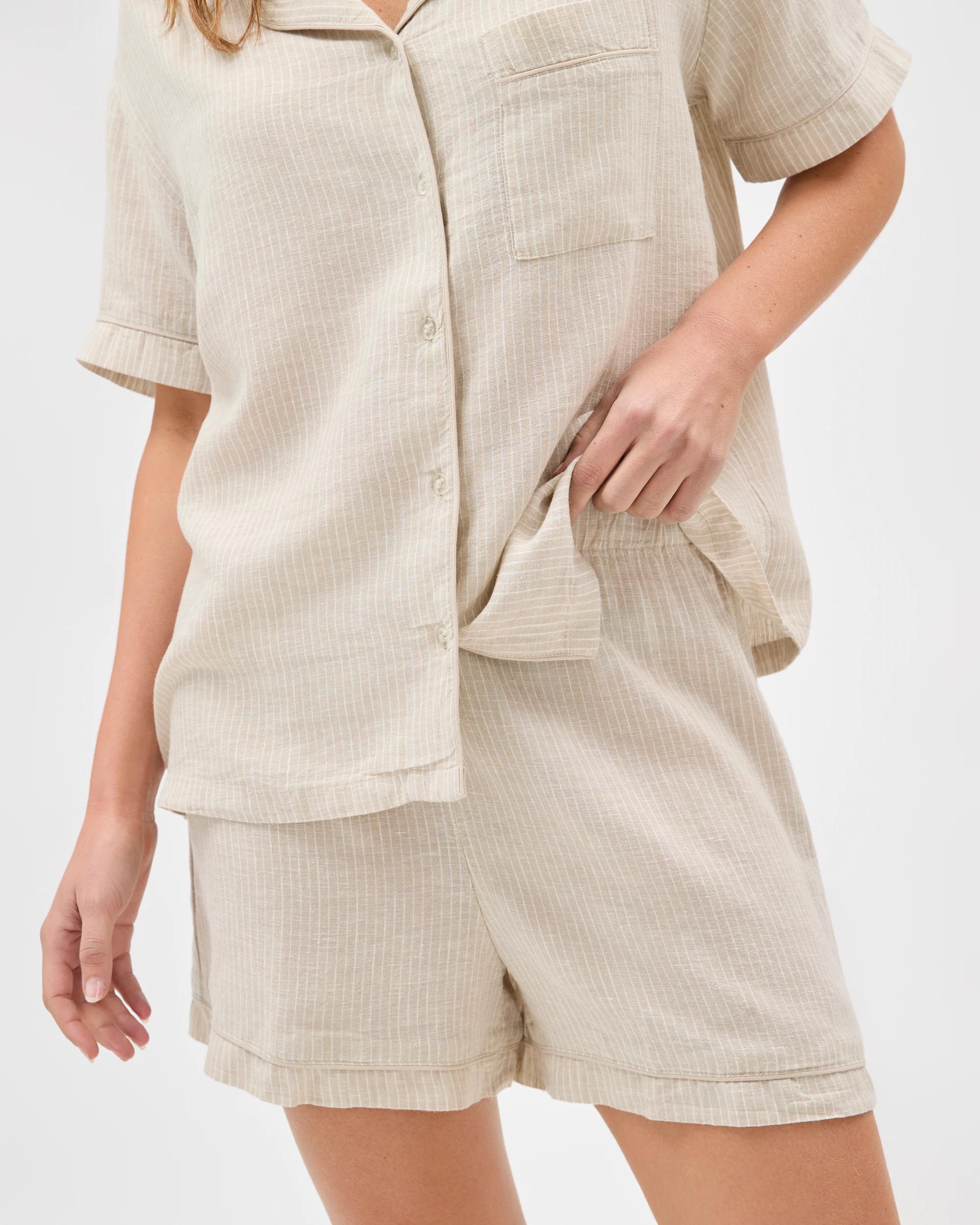 6 Target Woman Linen Blend Short Pyjama Set NEUTRAL STRIPE, 6 of 7