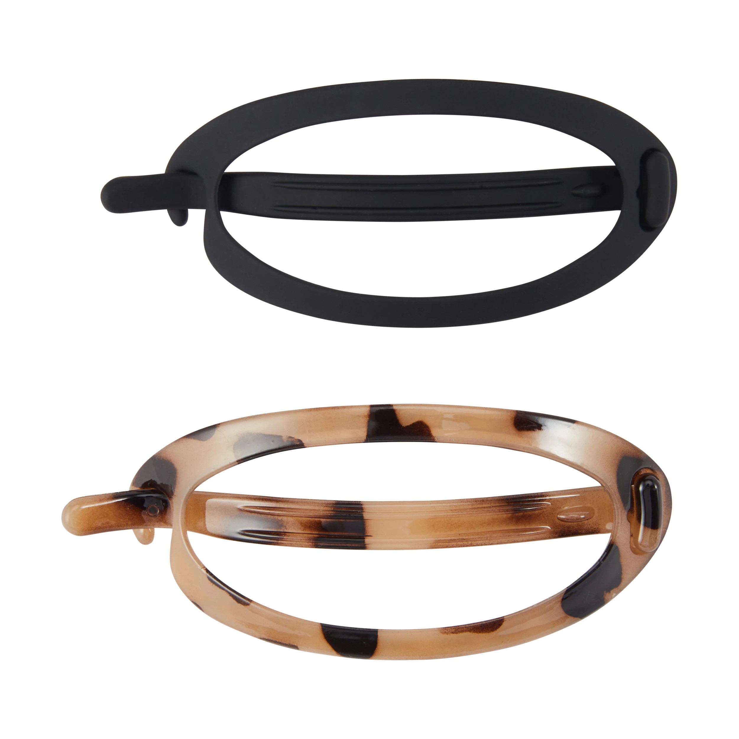 1 OXX Haircare 2 Piece Black and Tort Oval Clip, 1 of 3