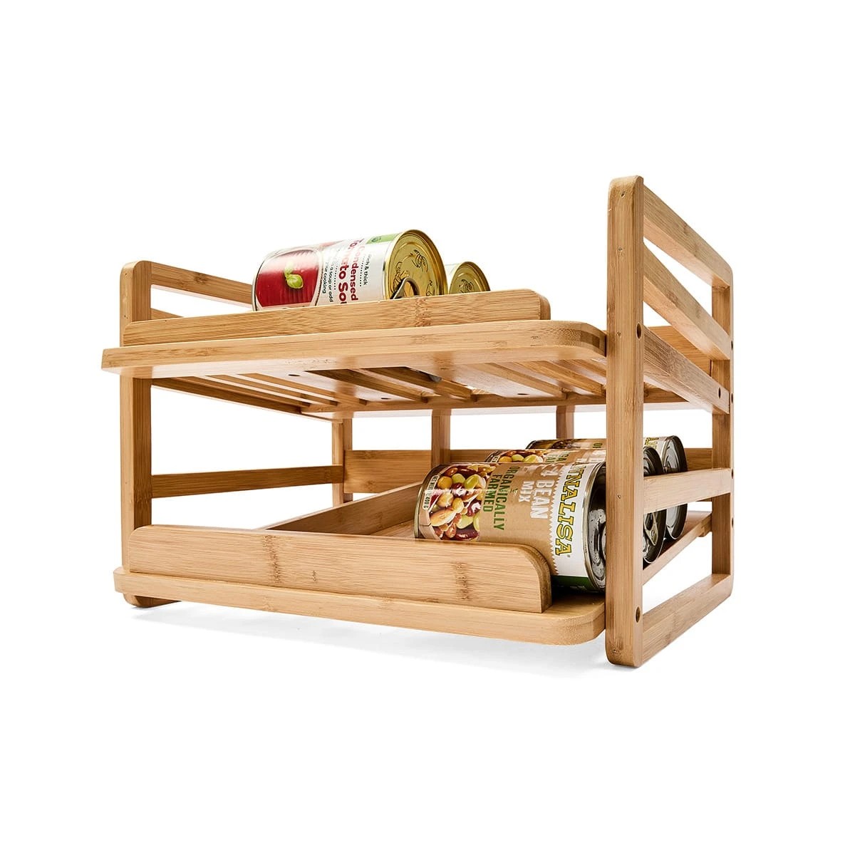 1 Bamboo 2 Tier Can Storage Shelf, 1 of 8
