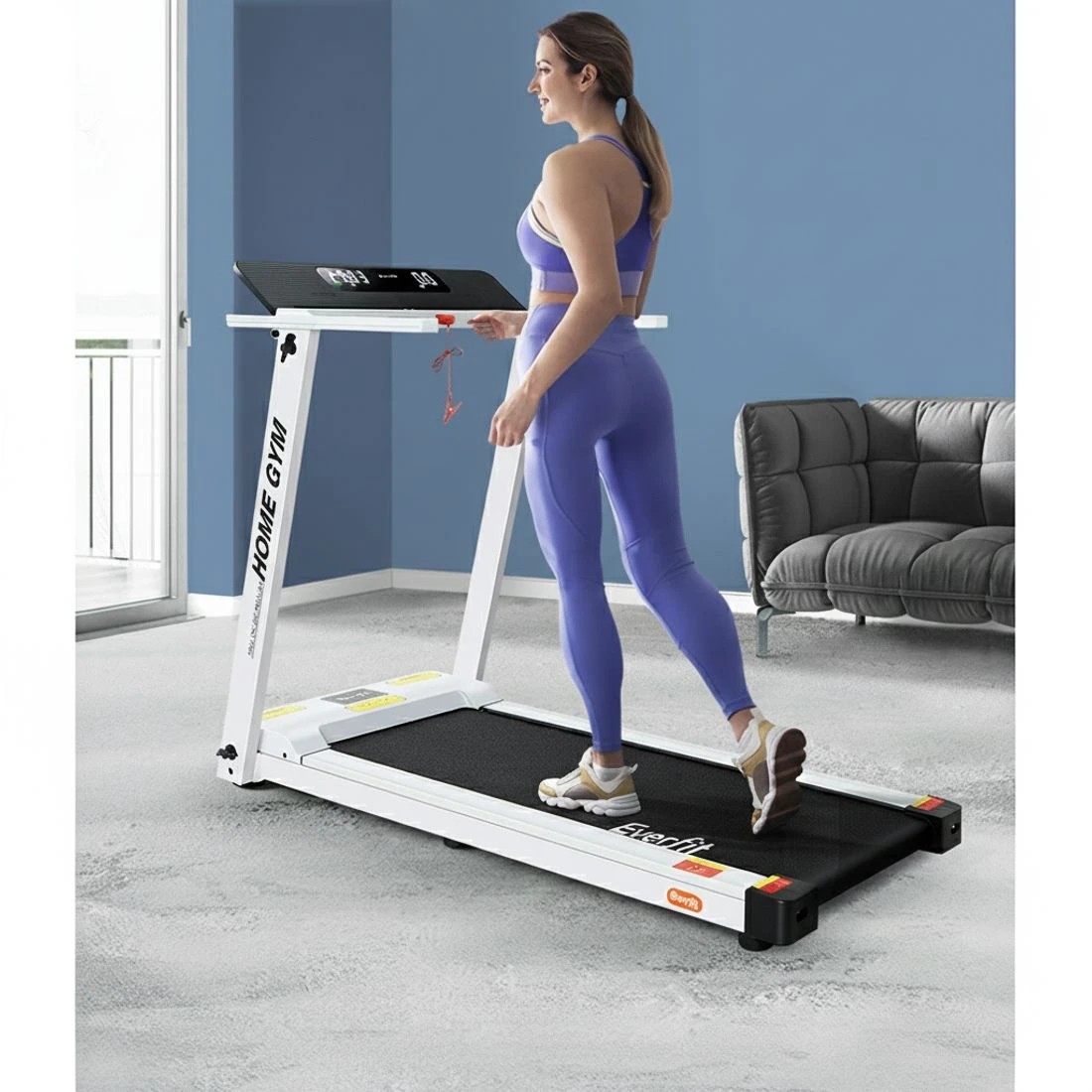 6 Everfit Treadmill Electric Home Gym Fitness Exercise Fully Foldable 450mm - White, 6 of 7