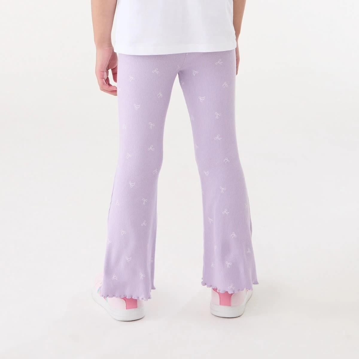 2 Rib Flare Leggings CUTE BOWS PASTEL LILAC, 2 of 5