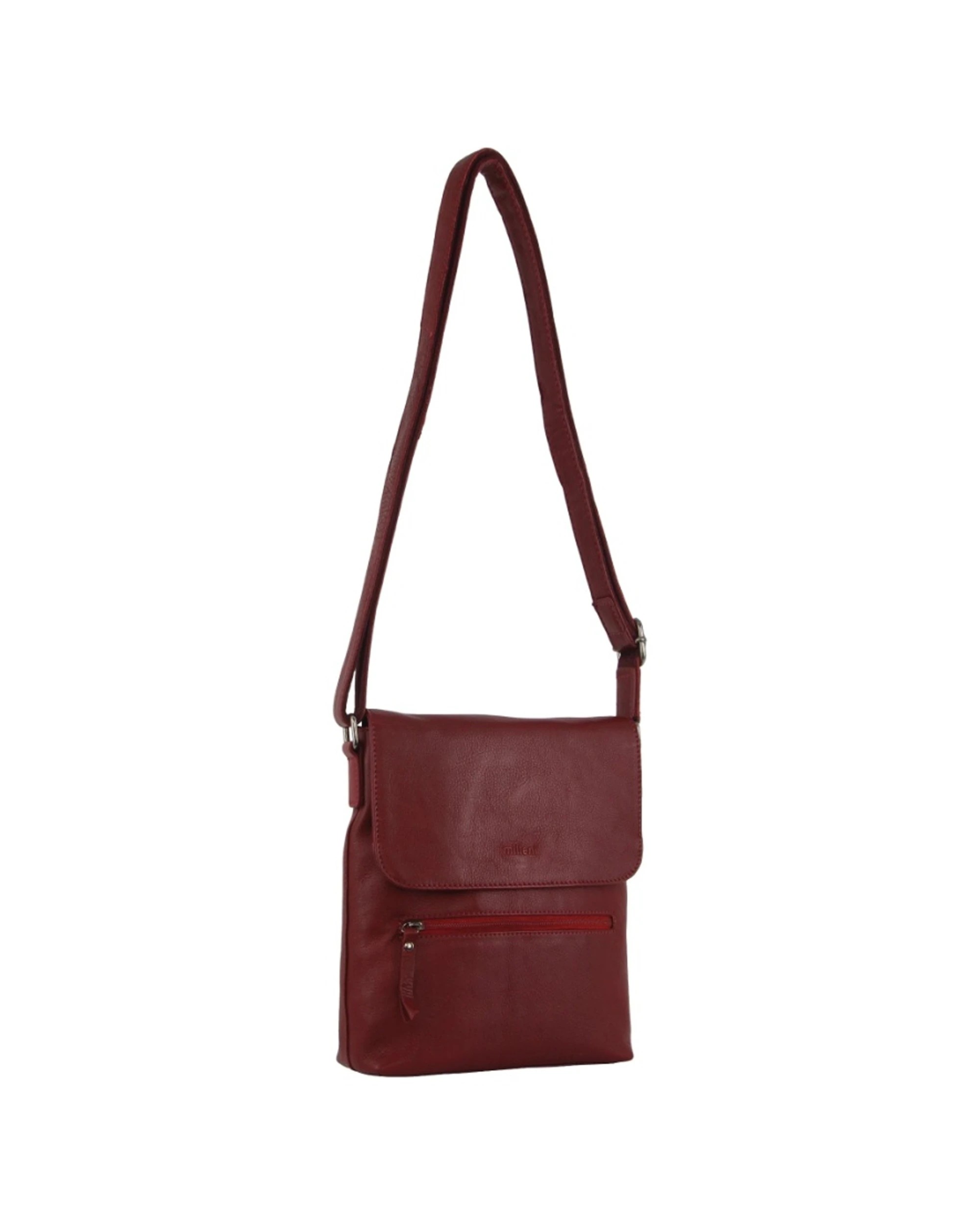 1 Milleni Women's Nappa Leather Shoulder Crossbody Bag With Zip 25x28cm - Red, 1 of 3