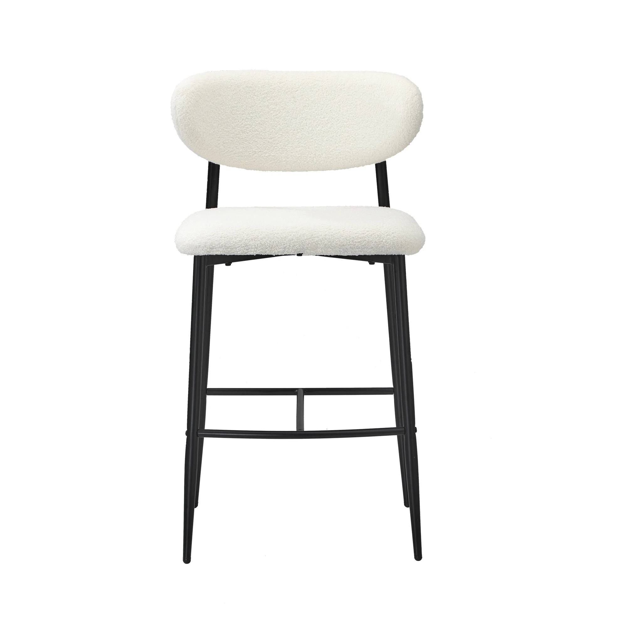 6 Oikiture 2x Bar Stools Kitchen Stool Counter Chair Boucle Fabric
 - Black, 6 of 10