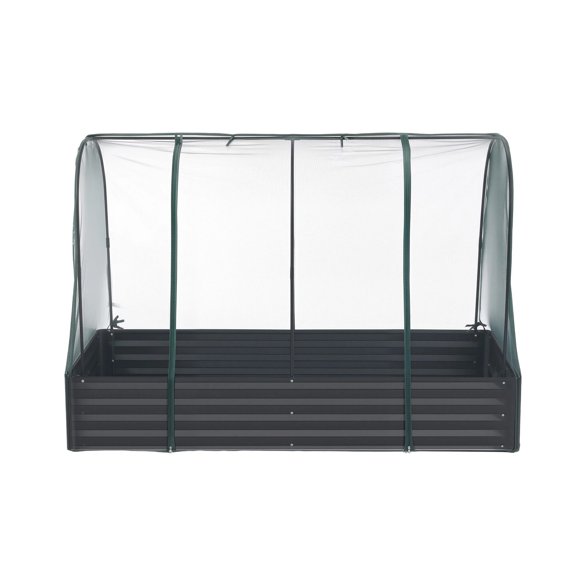 3 Green Fingers Raised Garden Bed with Mesh Netting Galvanised Planter Box Bird Proof 180x90x120cm - Black, 3 of 9