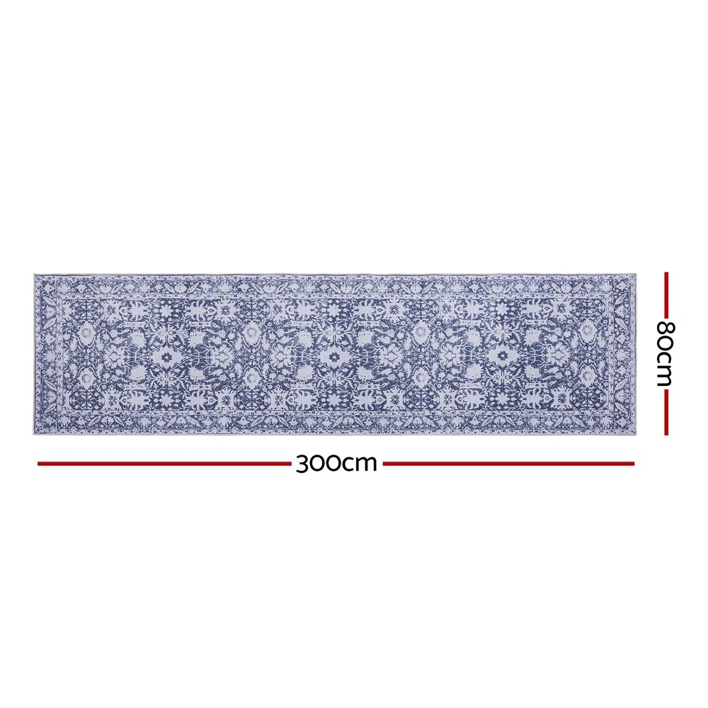 2 Artiss Hallway Runner Rug 80X300cm Soft  Washable Modern Kitchen Mat - Blue, 2 of 2