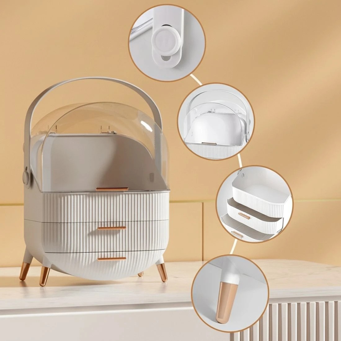 4 Embellir Makeup Organizer Portable Cosmetic Organizer Storage Box Jewellery Holder - White, 4 of 7