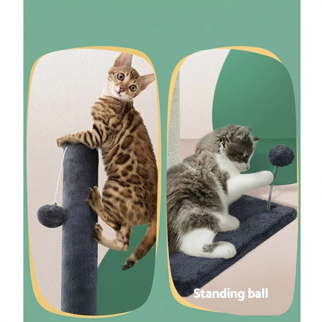 5 i.Pet Cat Tree 105cm Scratching Post Scratcher Tower Condo House Hanging toys - Grey, 5 of 5
