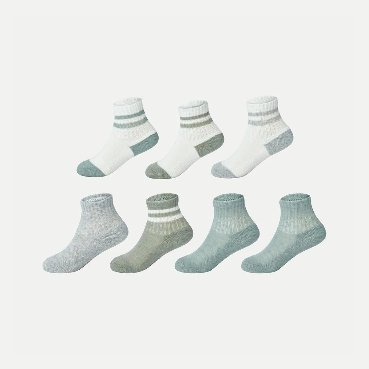 1 7 Pack Sports Quarter Crew Socks Asrtdblu, 1 of 3