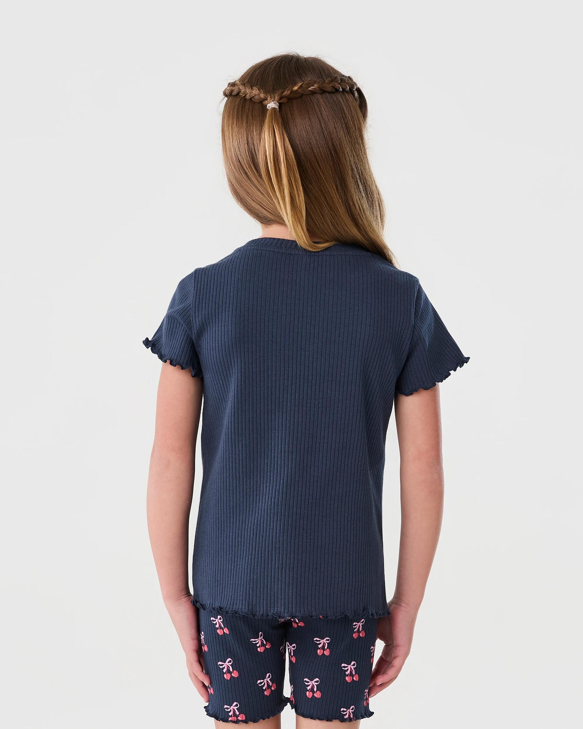 2 Short Sleeve Ribbed T-shirt Blu Cherry, 2 of 8