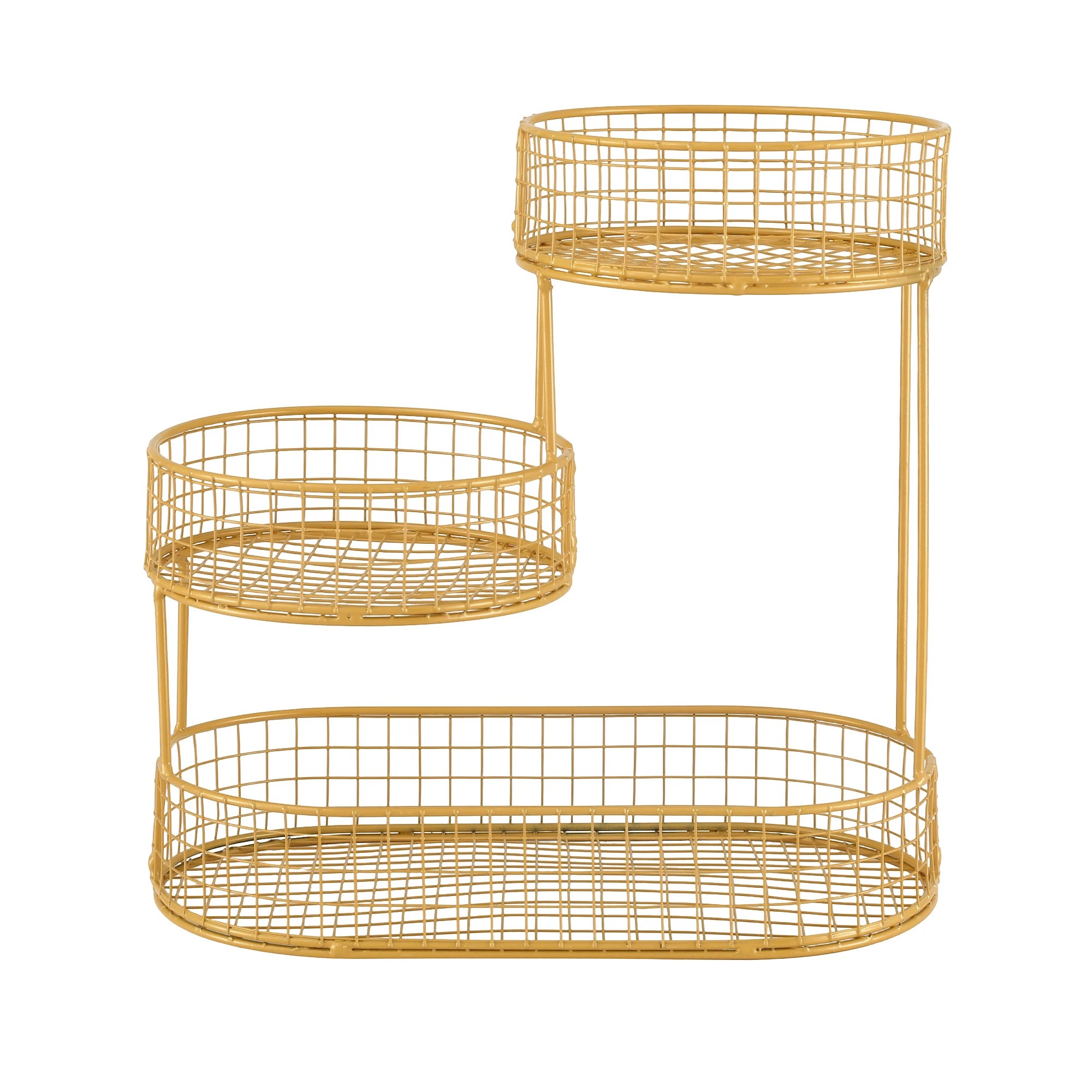 4 5-Star Chef 3 Tier Fruit Basket Bowl Space Saving Kitchen Food Storage Organiser Golden - Gold, 4 of 7